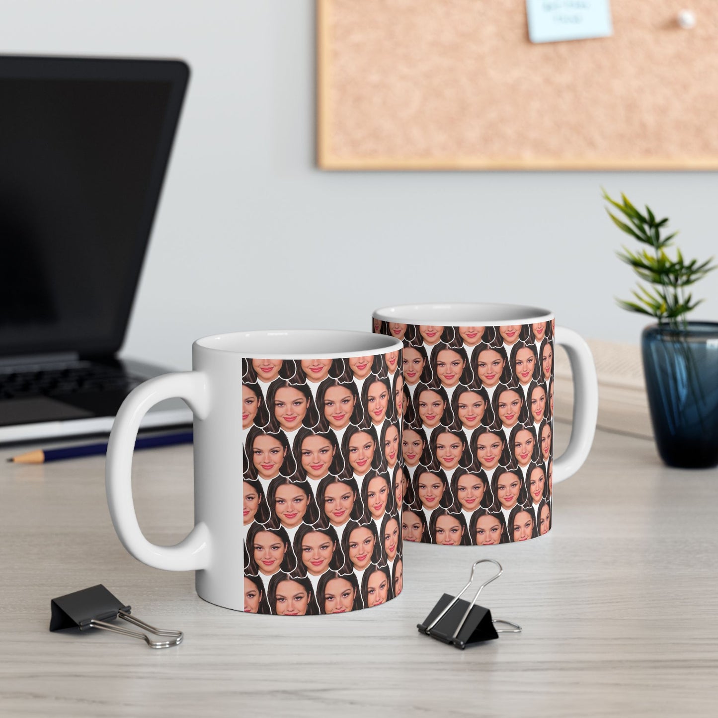 Olivia Rodrigo Face Pattern Ceramic Mug | Unique Gift for Olivia Rodrigo Fans