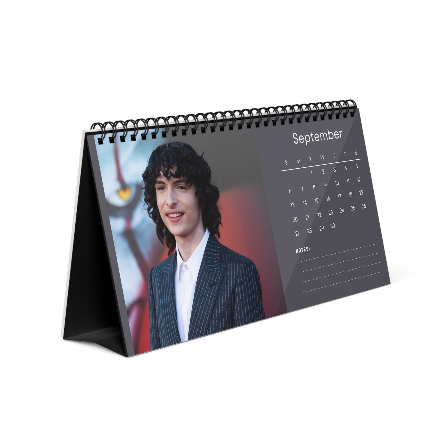 Finn Wolfhard 2026 Desk Calendar | Celebrity Spiral Bound Photo Calendar | Fan Collectible Gift | Stylish Desk & Office Décor