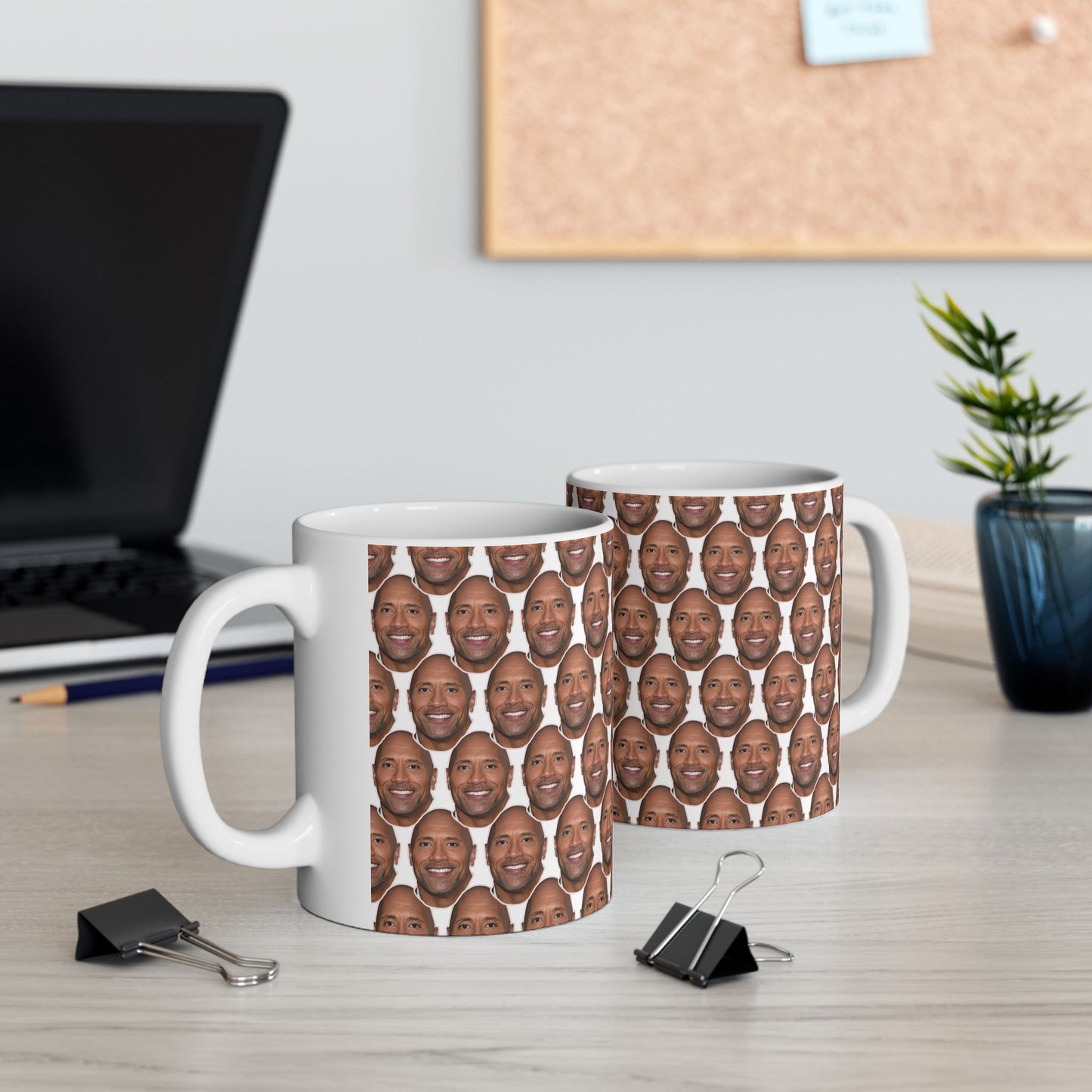 Dwayne Johnson Face Pattern Ceramic Mug | Unique Gift for Dwayne Johnson Fans
