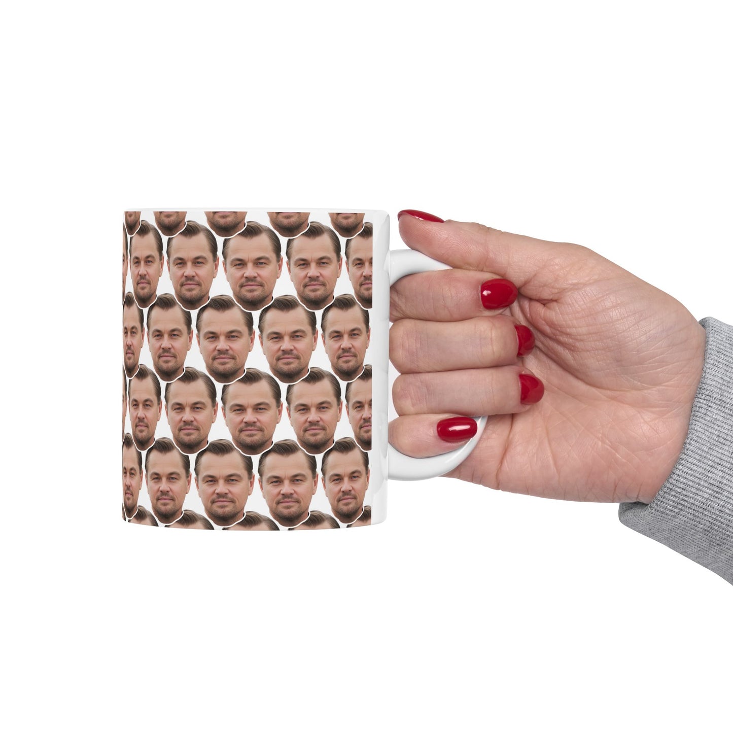 Leonardo DiCaprio Face Pattern Ceramic Mug | Unique Gift for Leonardo DiCaprio Fans