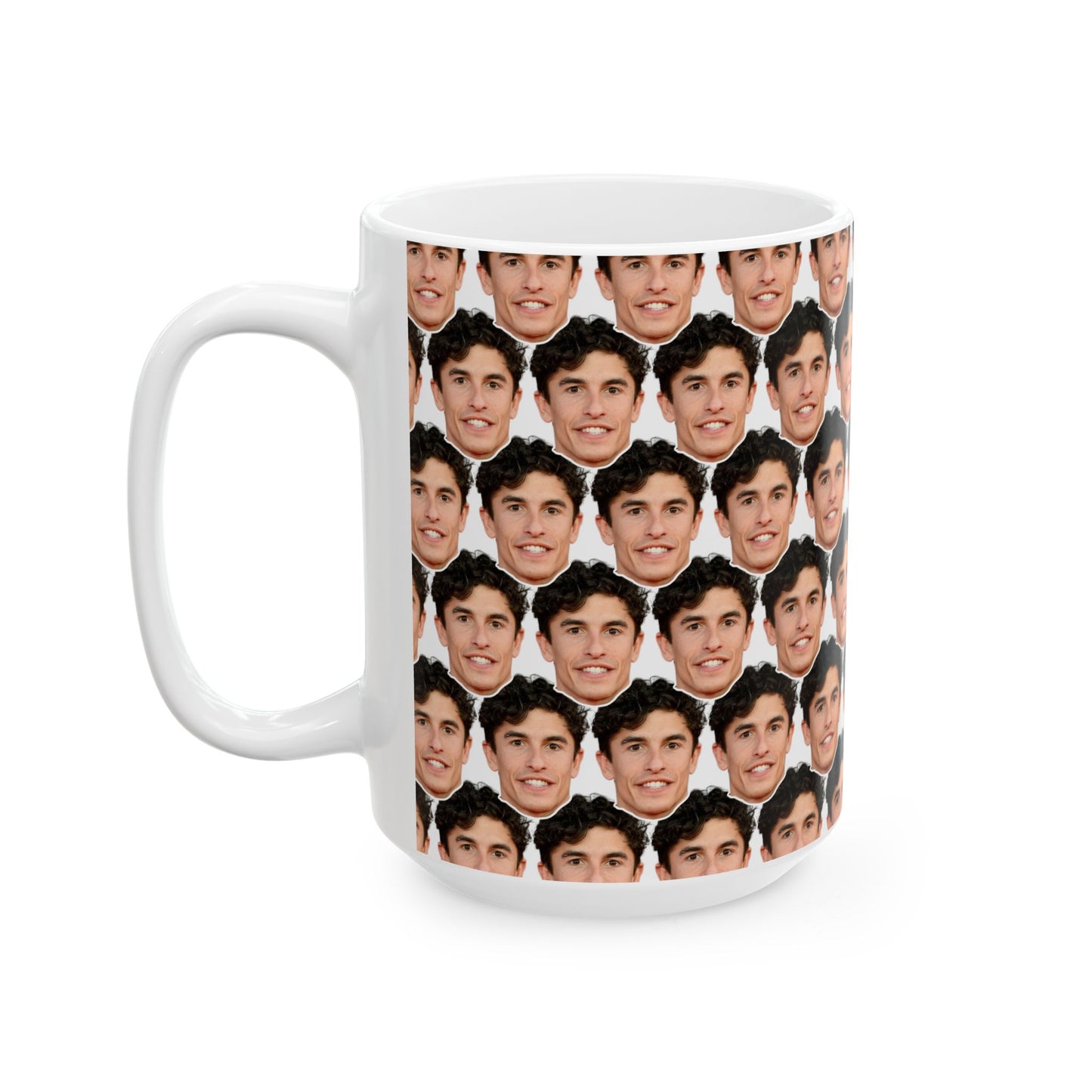 Marc Marquez Face Pattern Ceramic Mug | Unique Gift for Marc Marquez Fans