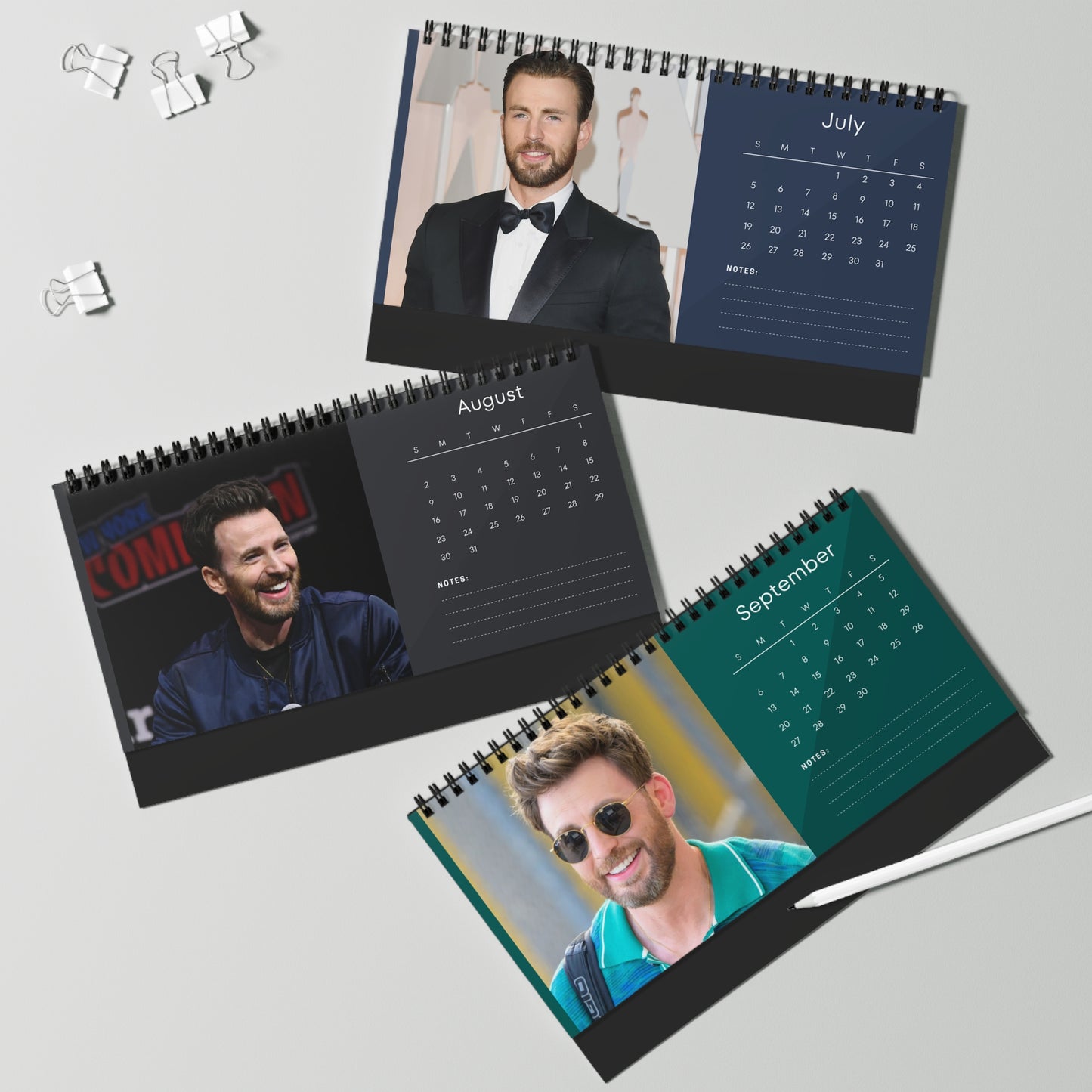 Chris Evans 2026 Desk Calendar | Celebrity Gift | Office Decor