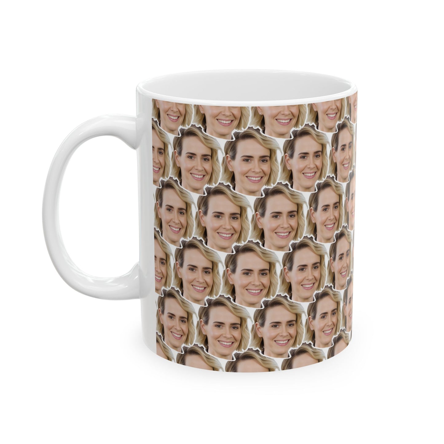 Sarah Paulson Face Pattern Ceramic Mug | Unique Gift for Sarah Paulson Fans