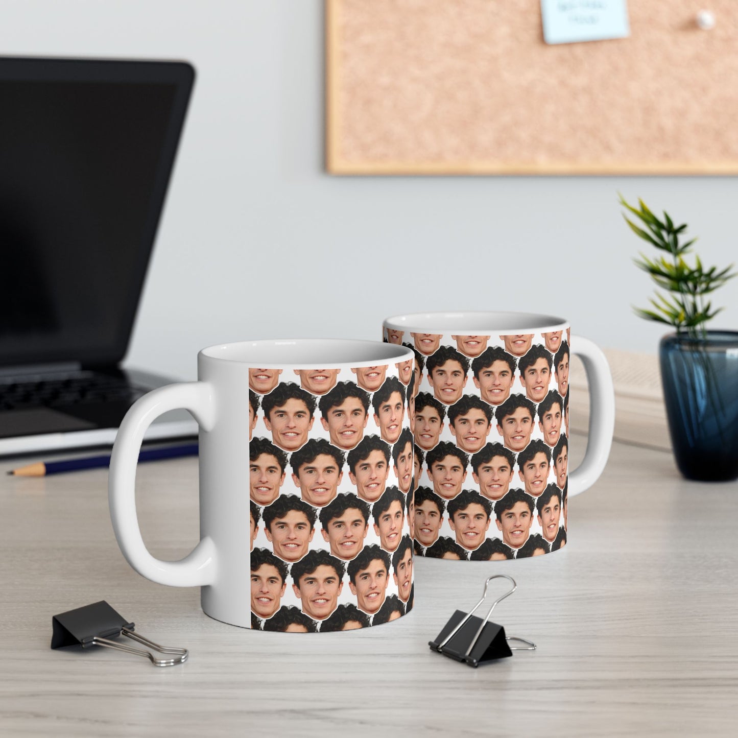 Marc Marquez Face Pattern Ceramic Mug | Unique Gift for Marc Marquez Fans