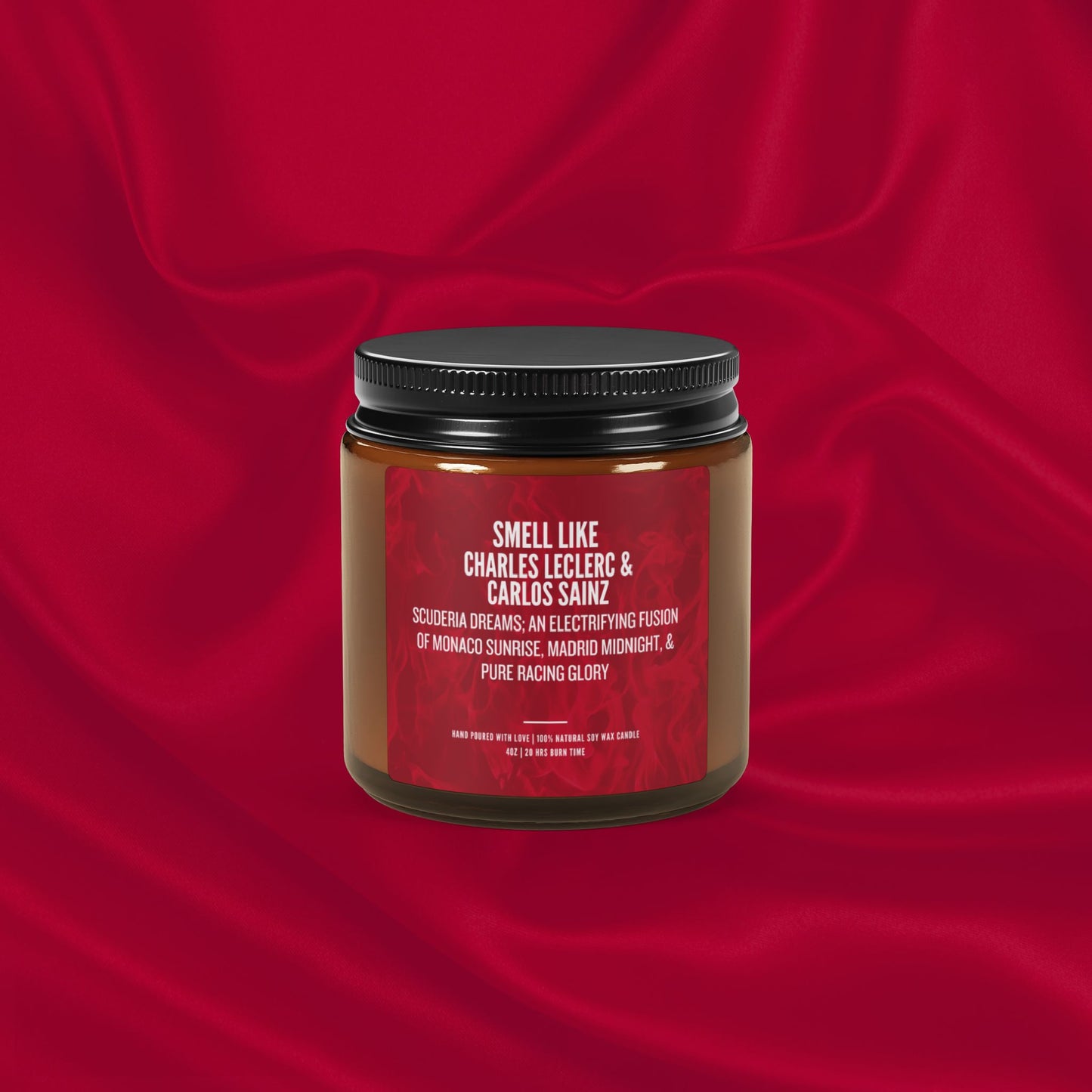 Ferrari F1 Drivers Scented Gift | Leclerc & Sainz | Luxury Soy Candle | Formula 1 Fan Gift | Hand-Poured Amber Jar