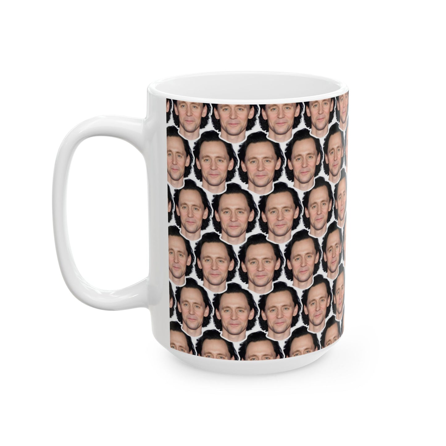 Tom Hiddleston Face Pattern Ceramic Mug | Unique Gift for Tom Hiddleston Fans