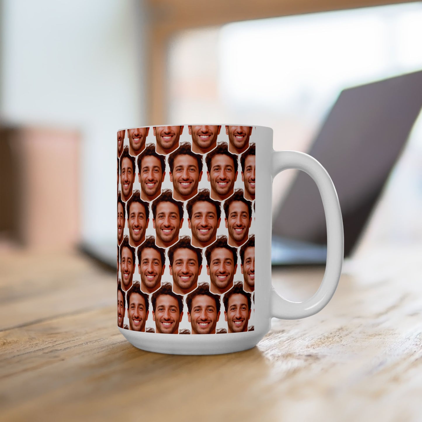 Daniel Ricciardo Funny Face Pattern Ceramic Mug | Unique Gift for Daniel Ricciardo Fans