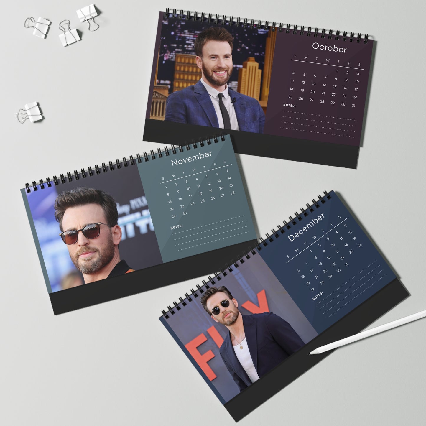 Chris Evans 2026 Desk Calendar | Celebrity Gift | Office Decor