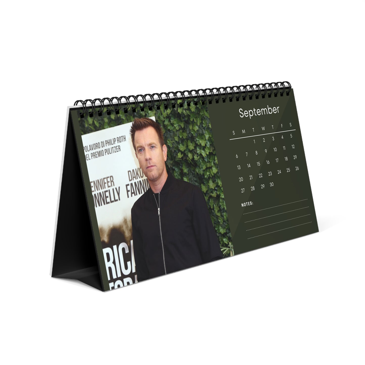 Ewan McGregor 2026 Desk Calendar | Celebrity Spiral Bound Photo Calendar | Fan Collectible Gift | Stylish Desk & Office Décor