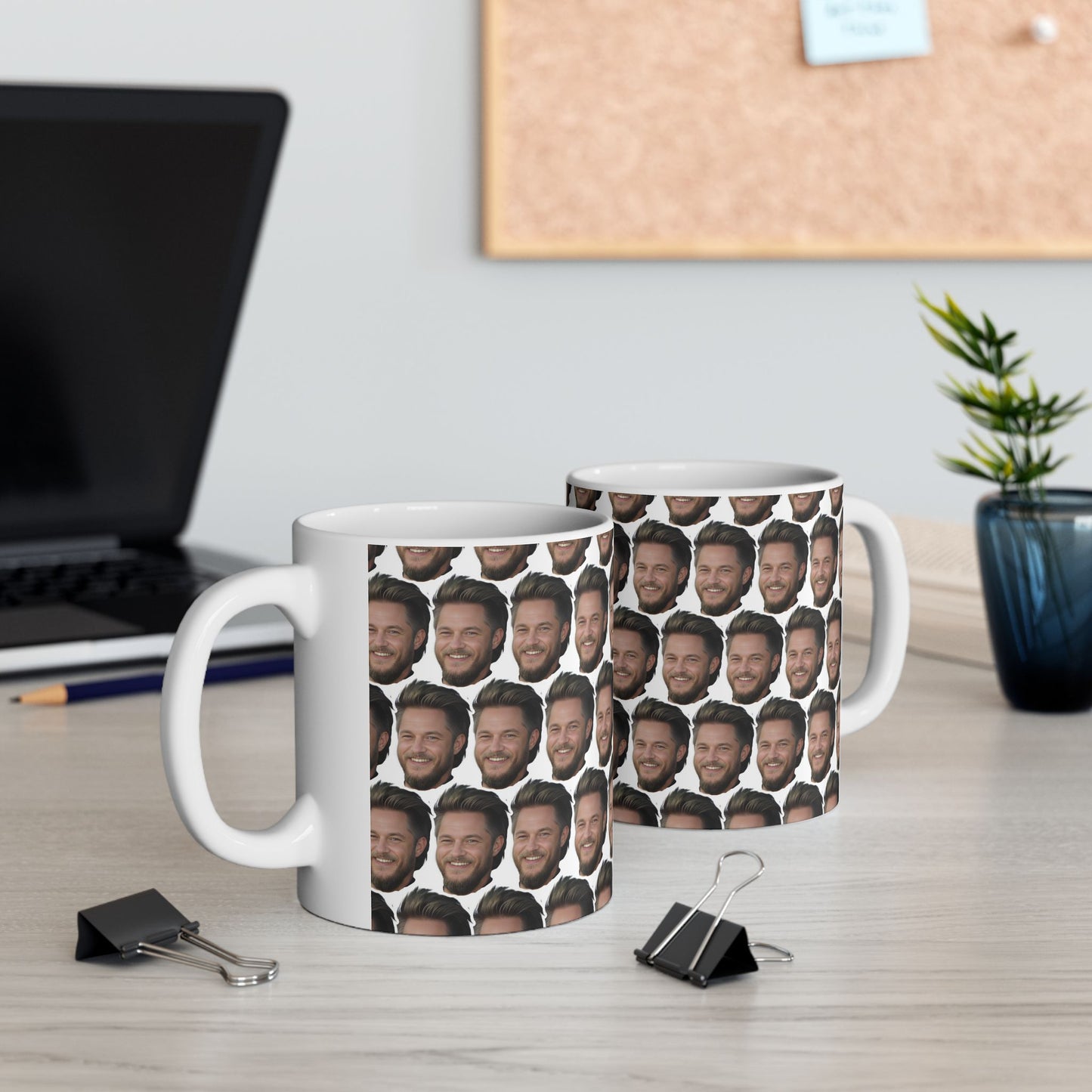Travis Fimmel Face Pattern Ceramic Mug | Unique Gift for Travis Fimmel Fans