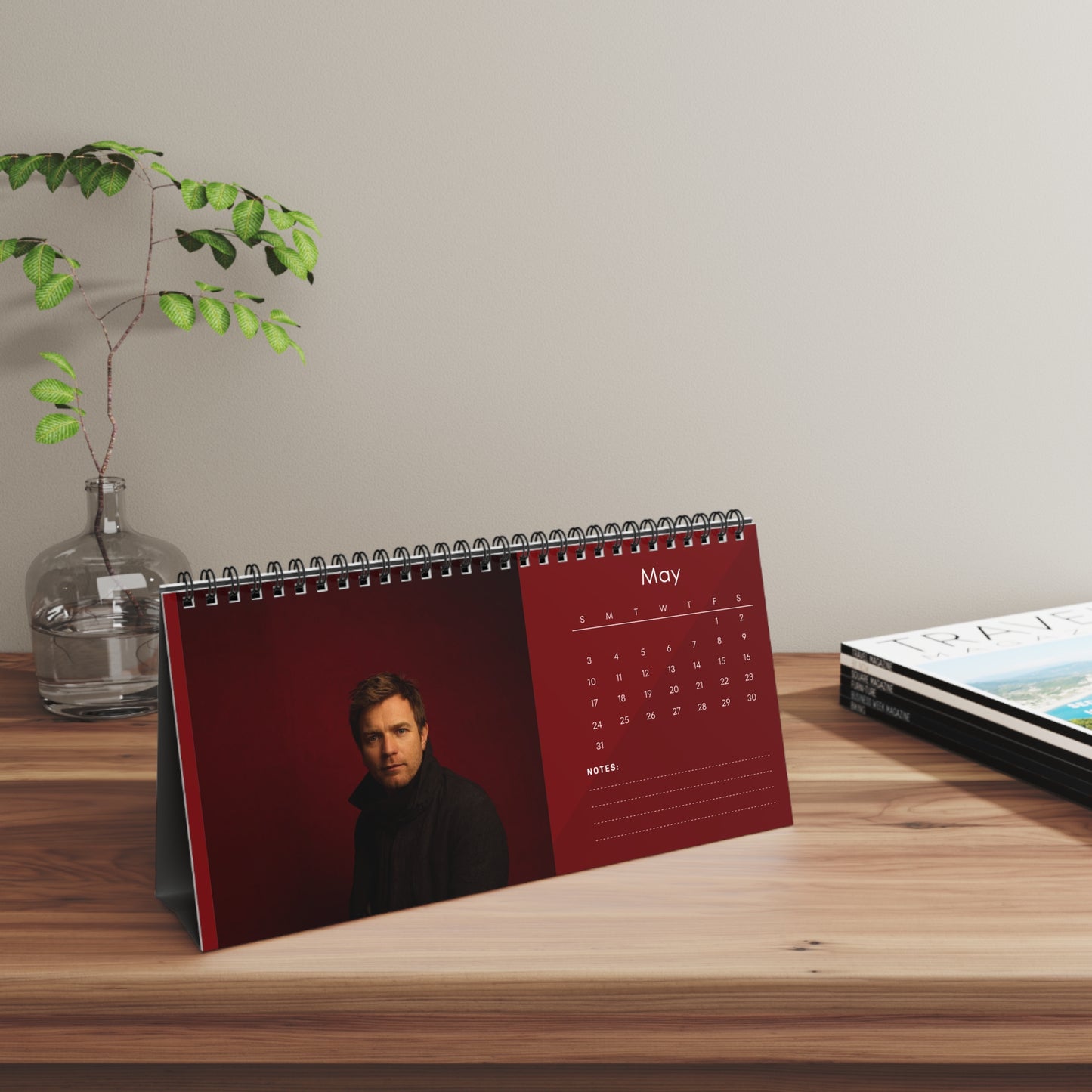 Ewan McGregor 2026 Desk Calendar | Celebrity Spiral Bound Photo Calendar | Fan Collectible Gift | Stylish Desk & Office Décor