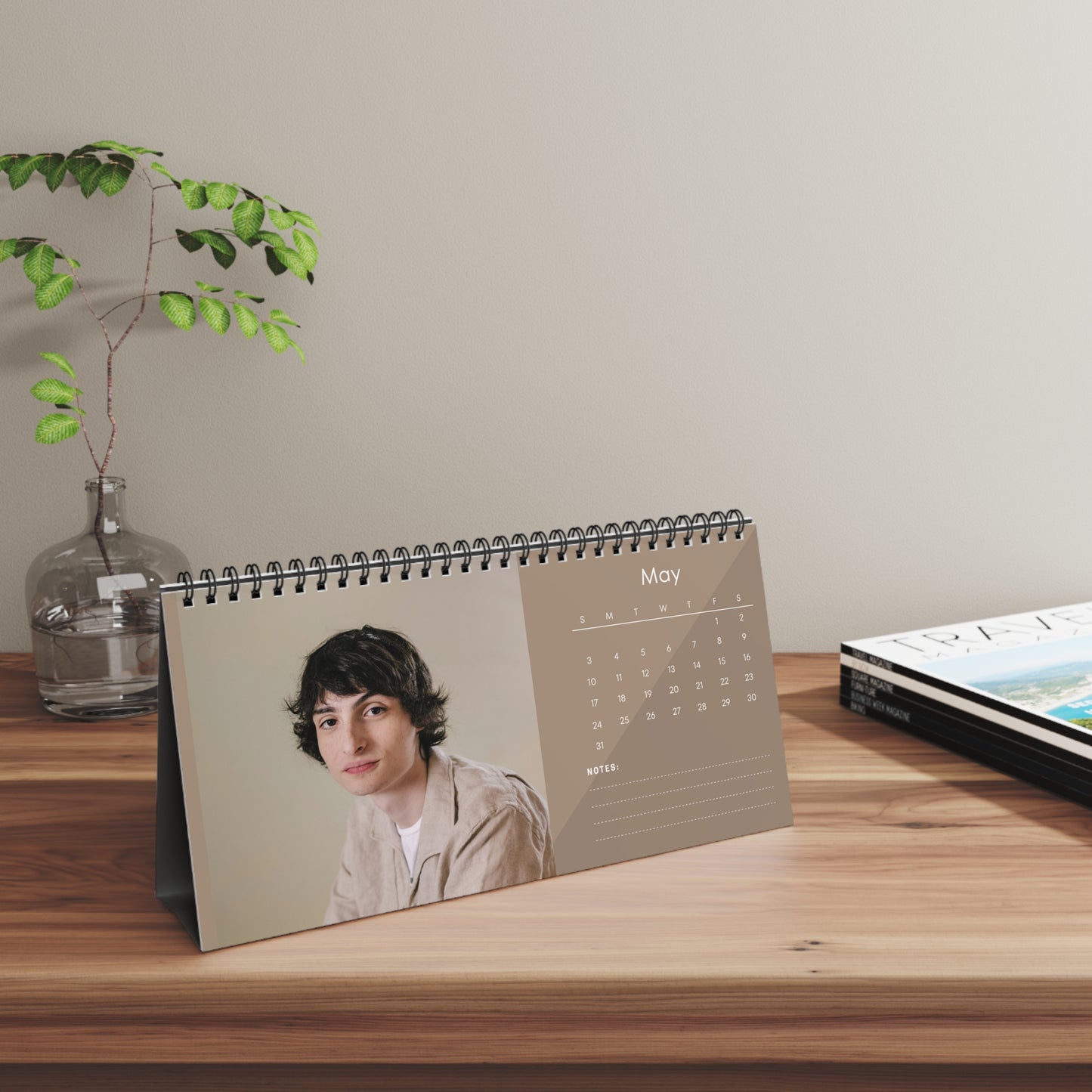 Finn Wolfhard 2026 Desk Calendar | Celebrity Spiral Bound Photo Calendar | Fan Collectible Gift | Stylish Desk & Office Décor