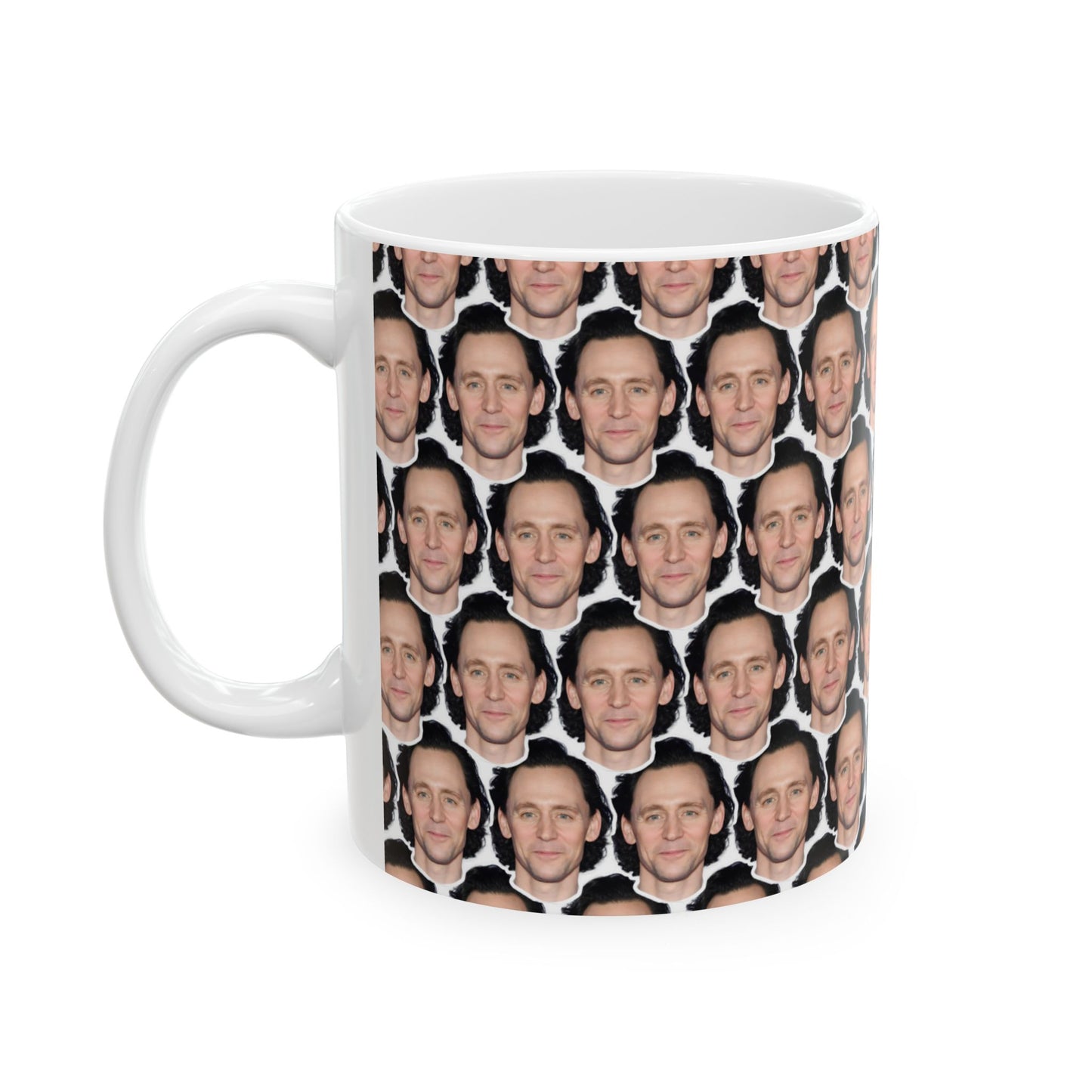 Tom Hiddleston Face Pattern Ceramic Mug | Unique Gift for Tom Hiddleston Fans