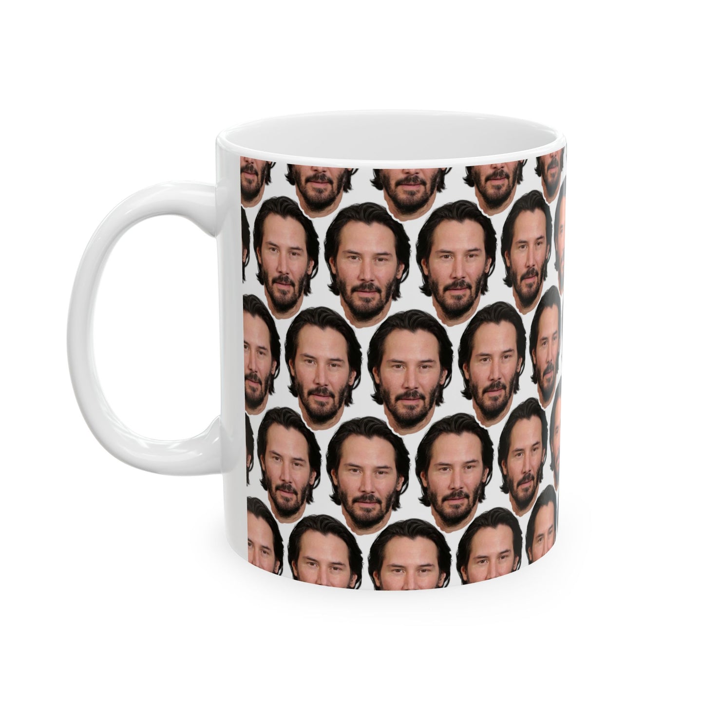 Keanu Reeves Face Pattern Ceramic Mug | Unique Gift for Keanu Reeves White Fans