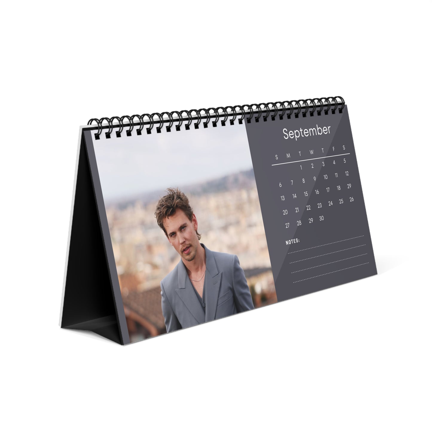 Austin Butler 2026 Desk Calendar | Celebrity Spiral Bound Photo Calendar | Fan Collectible Gift | Stylish Desk & Office Décor