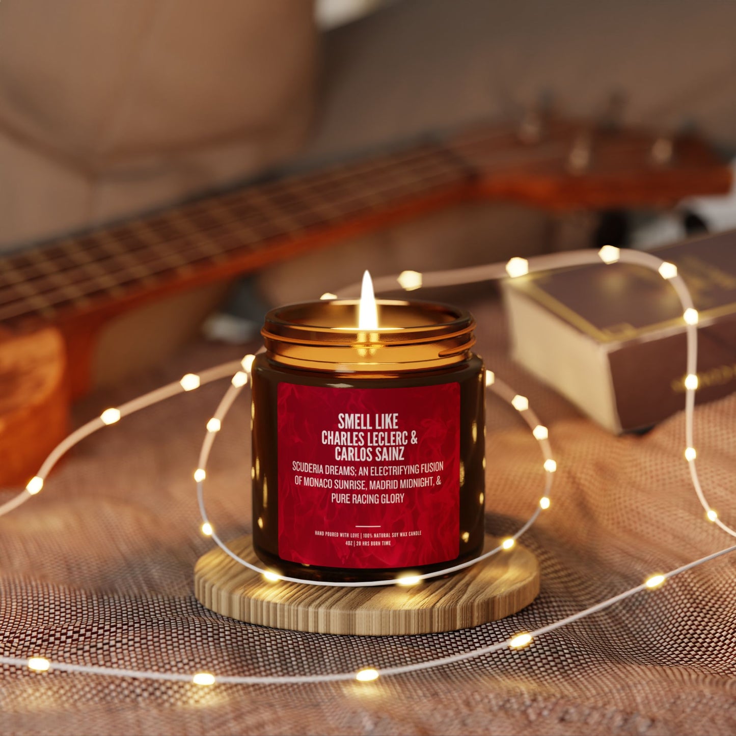 Ferrari F1 Drivers Scented Gift | Leclerc & Sainz | Luxury Soy Candle | Formula 1 Fan Gift | Hand-Poured Amber Jar
