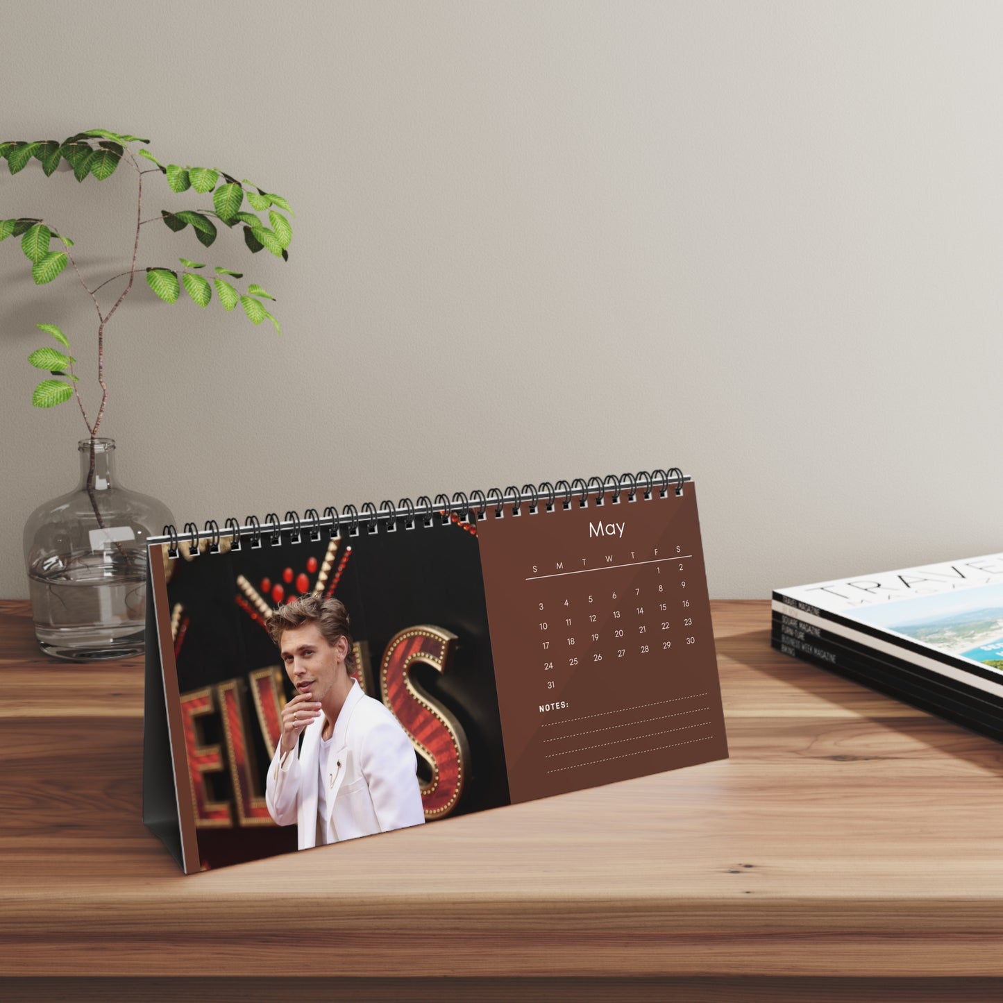 Austin Butler 2026 Desk Calendar | Celebrity Spiral Bound Photo Calendar | Fan Collectible Gift | Stylish Desk & Office Décor