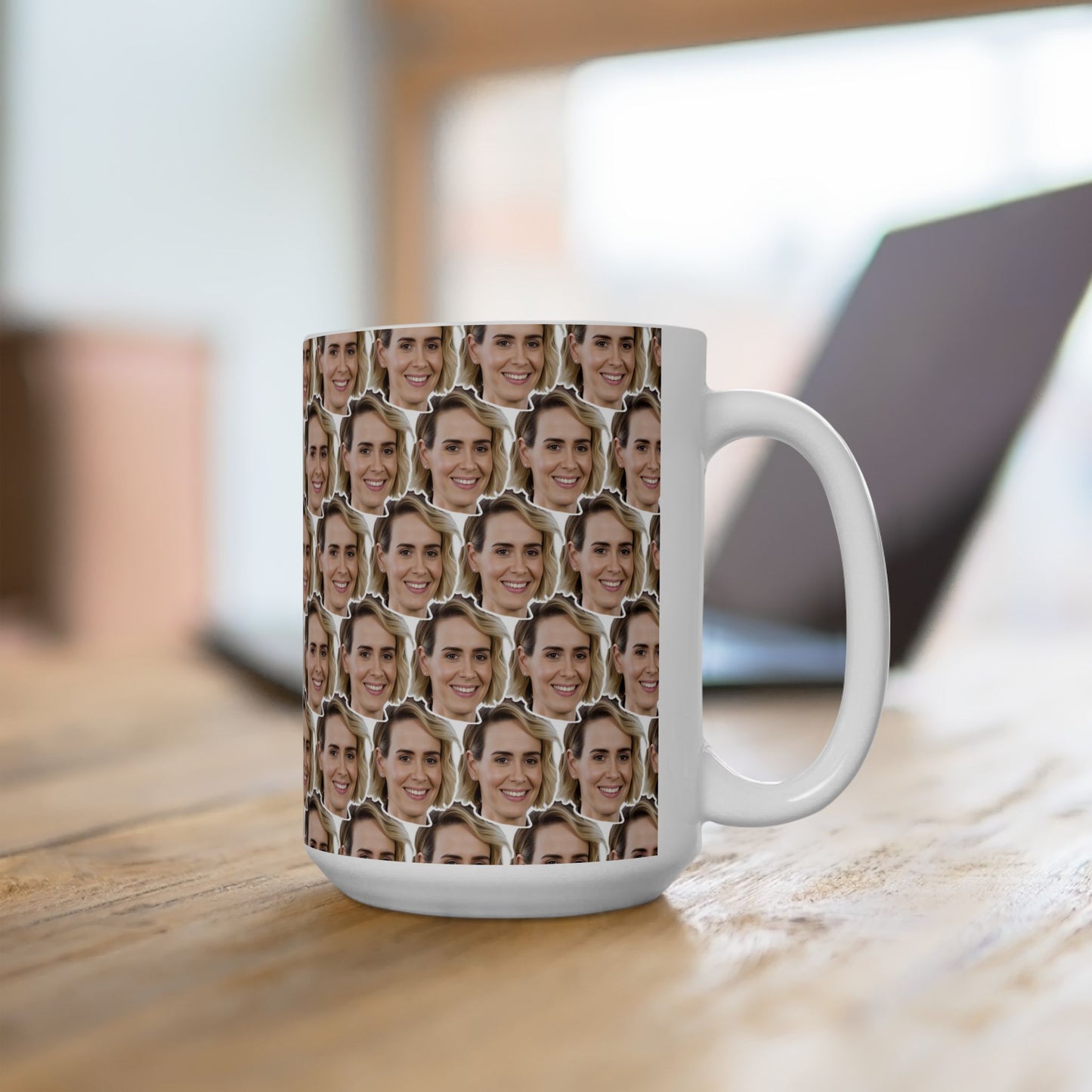 Sarah Paulson Face Pattern Ceramic Mug | Unique Gift for Sarah Paulson Fans