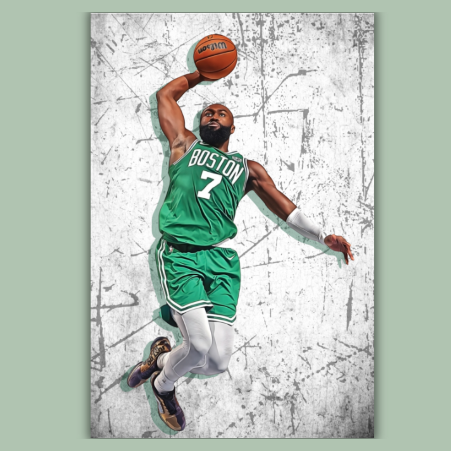 Jaylen Brown Matte Paper Poster, Frames & Hanger, NBA Fan Gift