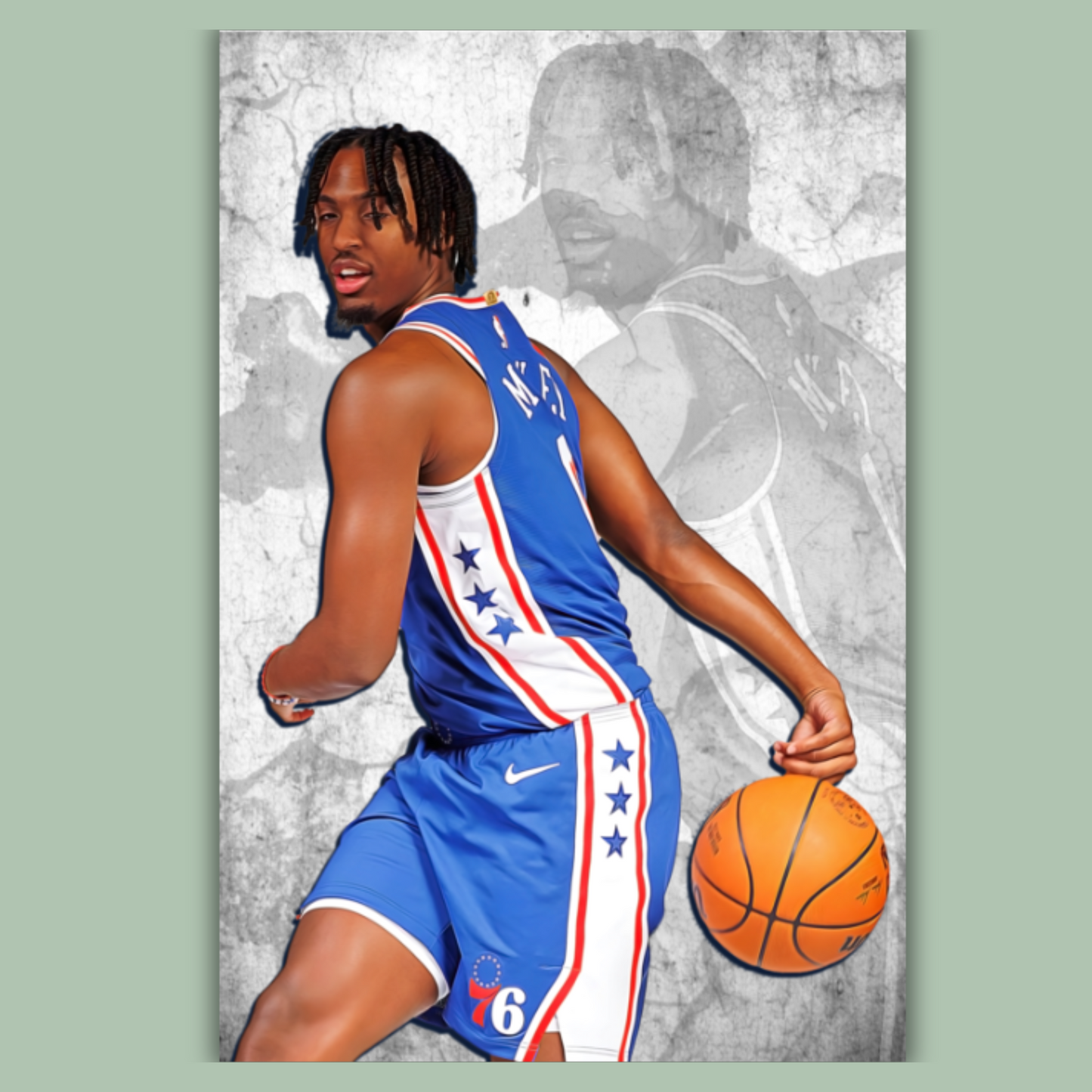 Tyrese Maxey Matte Paper Poster, Frames & Hanger
