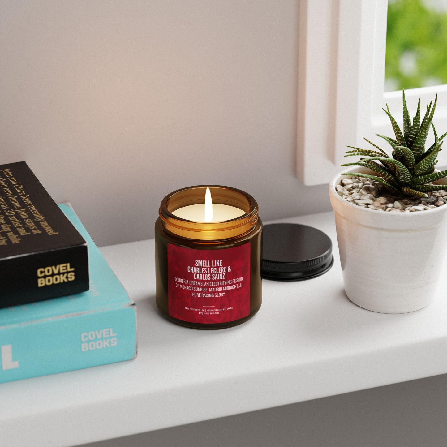 Ferrari F1 Drivers Scented Gift | Leclerc & Sainz | Luxury Soy Candle | Formula 1 Fan Gift | Hand-Poured Amber Jar