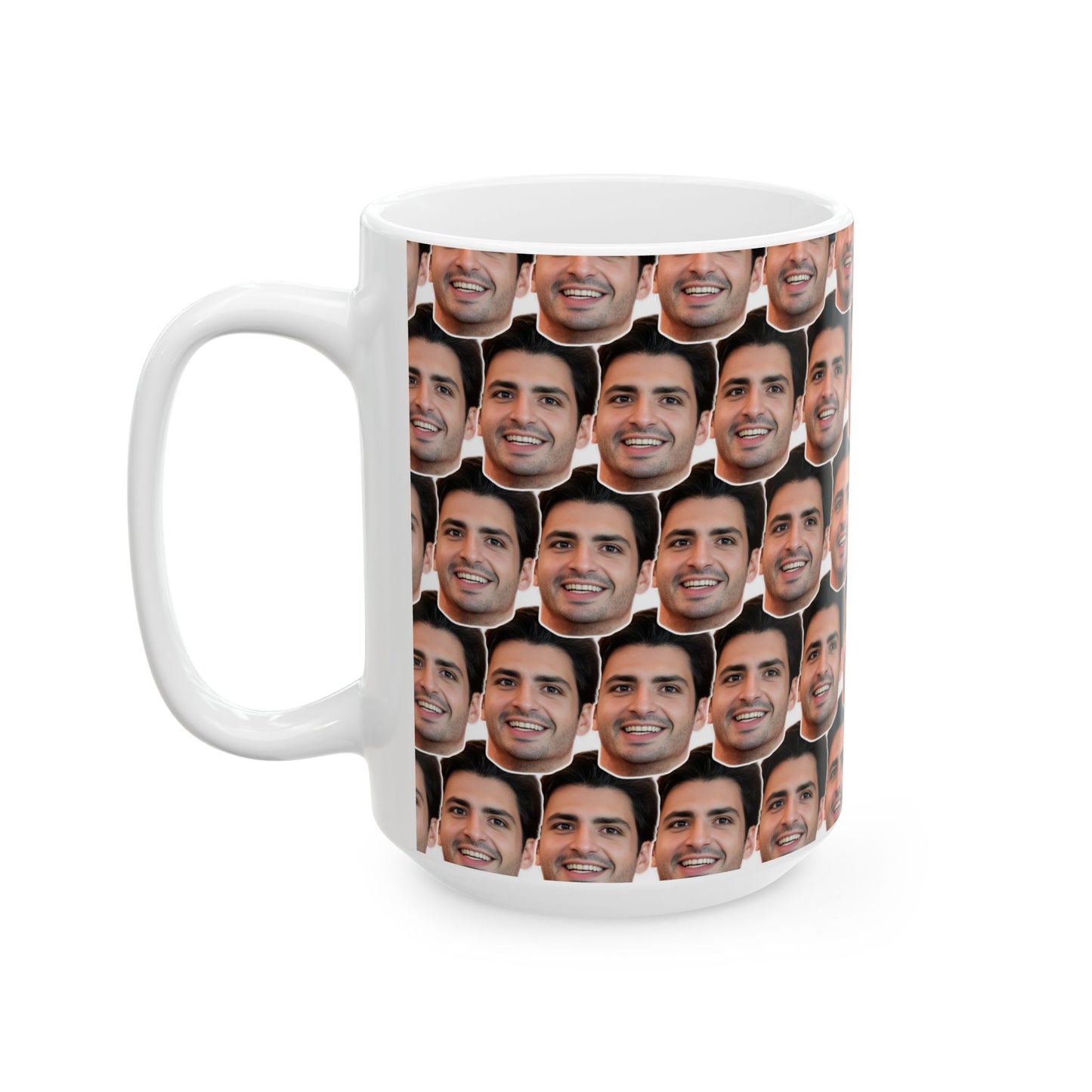 Carlos Sainz Funny Face Pattern Ceramic Mug | Unique Gift for Carlos Sainz Fans