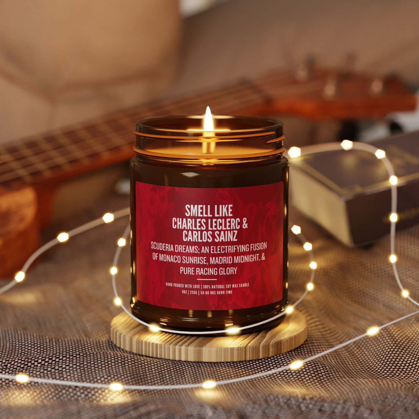 Ferrari F1 Drivers Scented Gift | Leclerc & Sainz | Luxury Soy Candle | Formula 1 Fan Gift | Hand-Poured Amber Jar