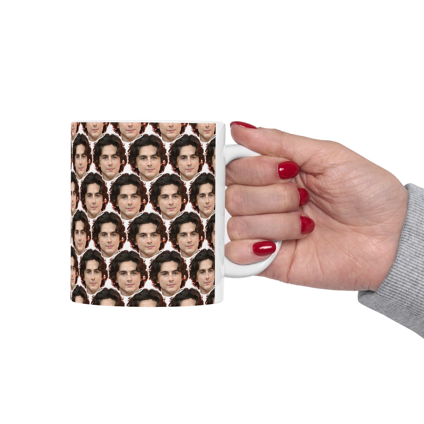 Timothée Chalamet Face Pattern Ceramic Mug | Unique Gift for Timothée Chalamet Fans