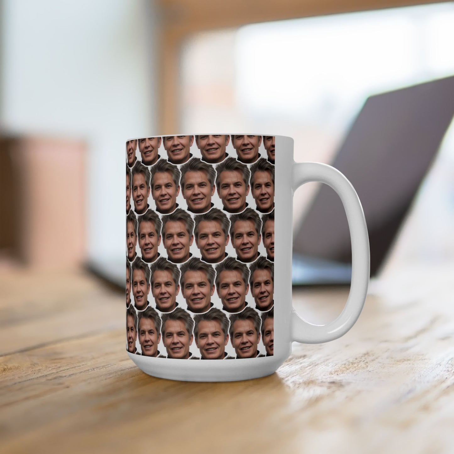 Timothy Olyphant Face Pattern Ceramic Mug | Unique Gift for Timothy Olyphant Fans