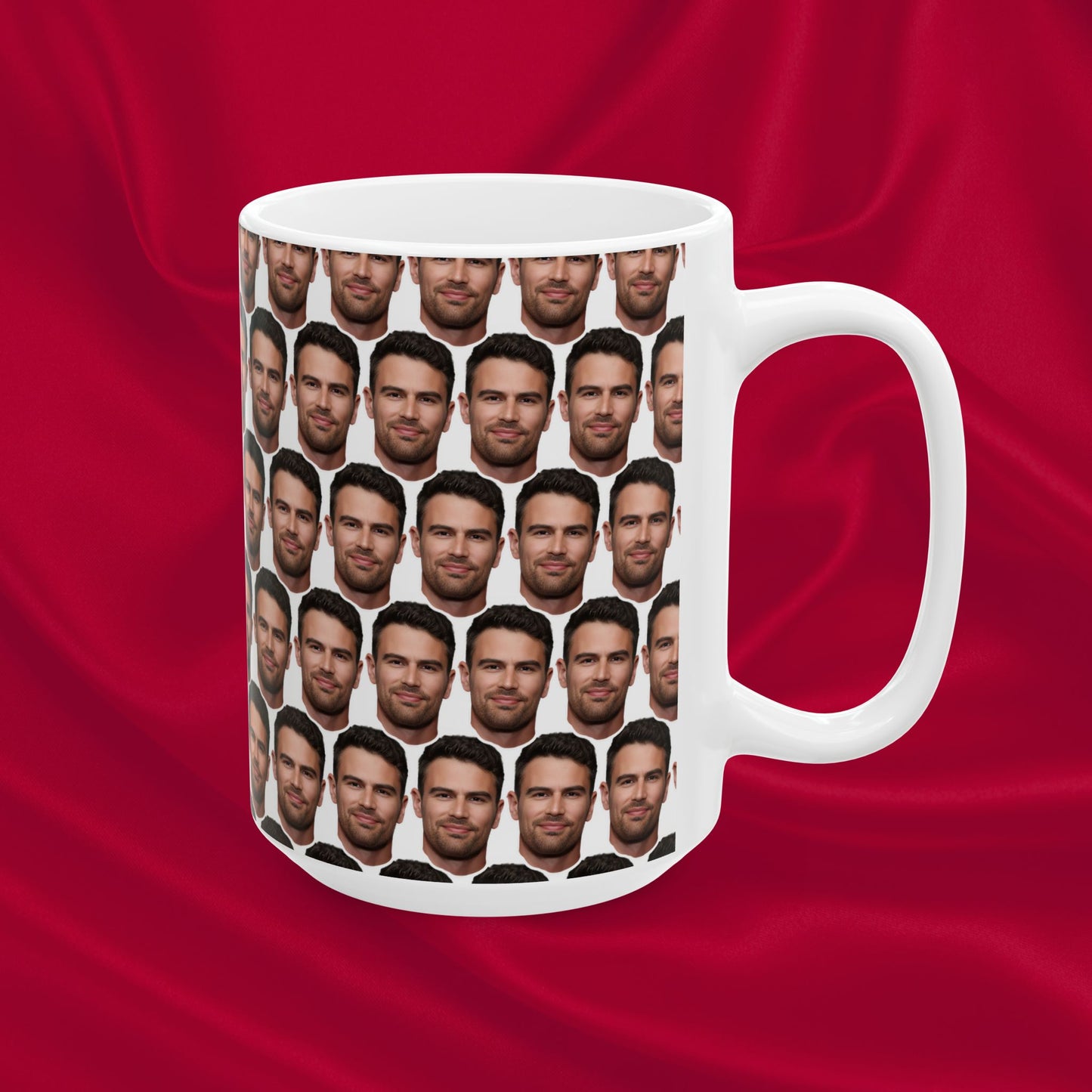 Theo James Face Pattern Ceramic Mug | Unique Gift for Theo James Fans