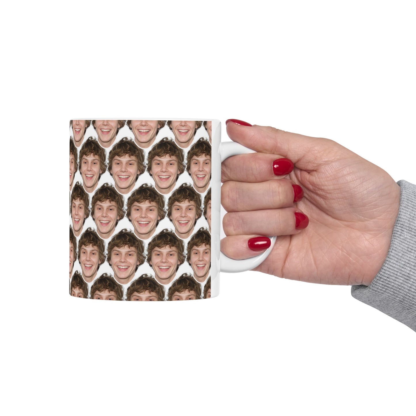 Evan Peters Funny Face Pattern Ceramic Mug | Unique Gift for Evan Peters Fans