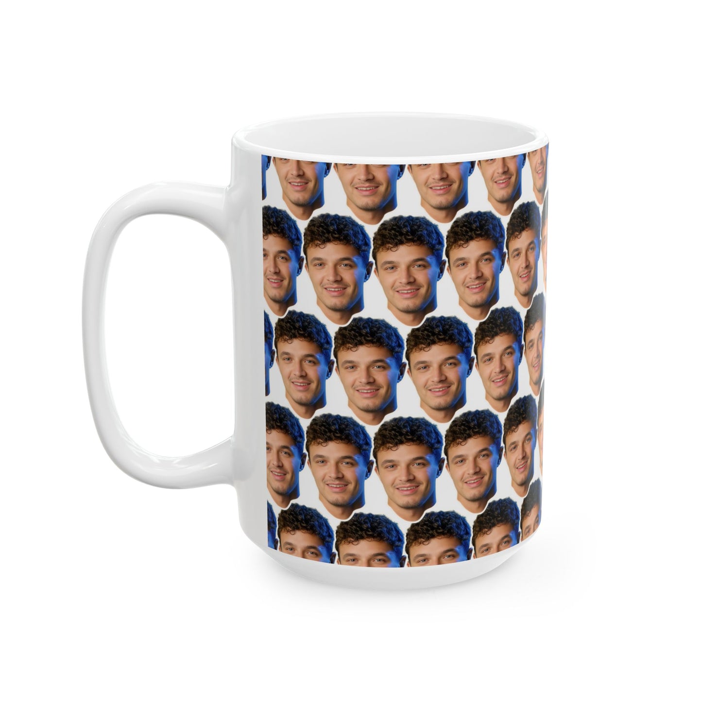 Lando Norris Face Pattern Ceramic Mug | Unique Gift for Lando Norris Fans