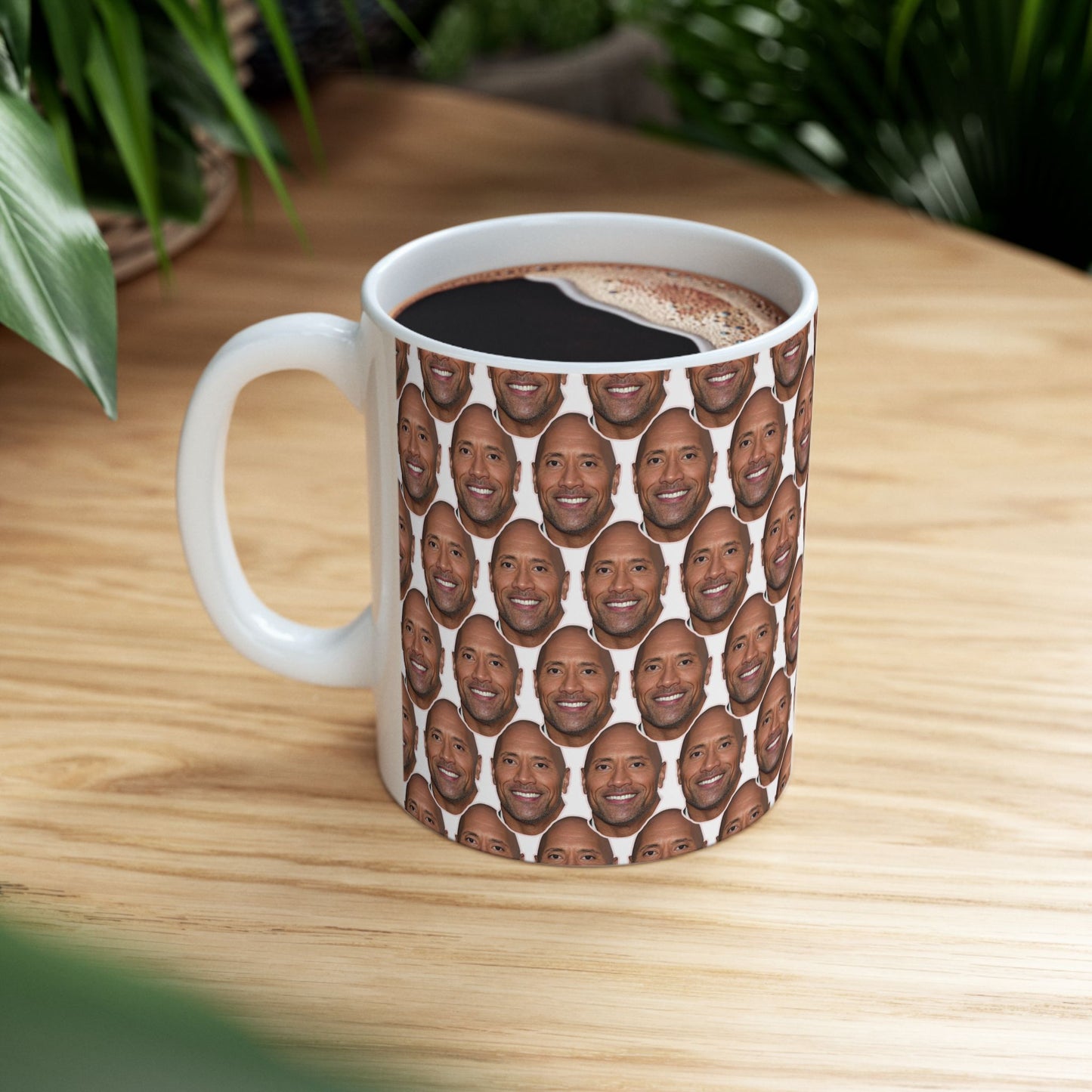 Dwayne Johnson Face Pattern Ceramic Mug | Unique Gift for Dwayne Johnson Fans