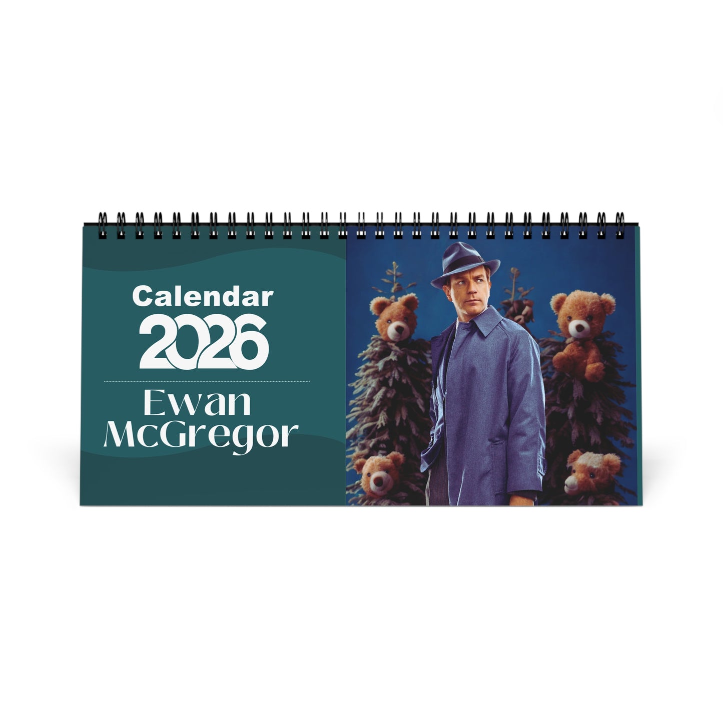 Ewan McGregor 2026 Desk Calendar | Celebrity Spiral Bound Photo Calendar | Fan Collectible Gift | Stylish Desk & Office Décor