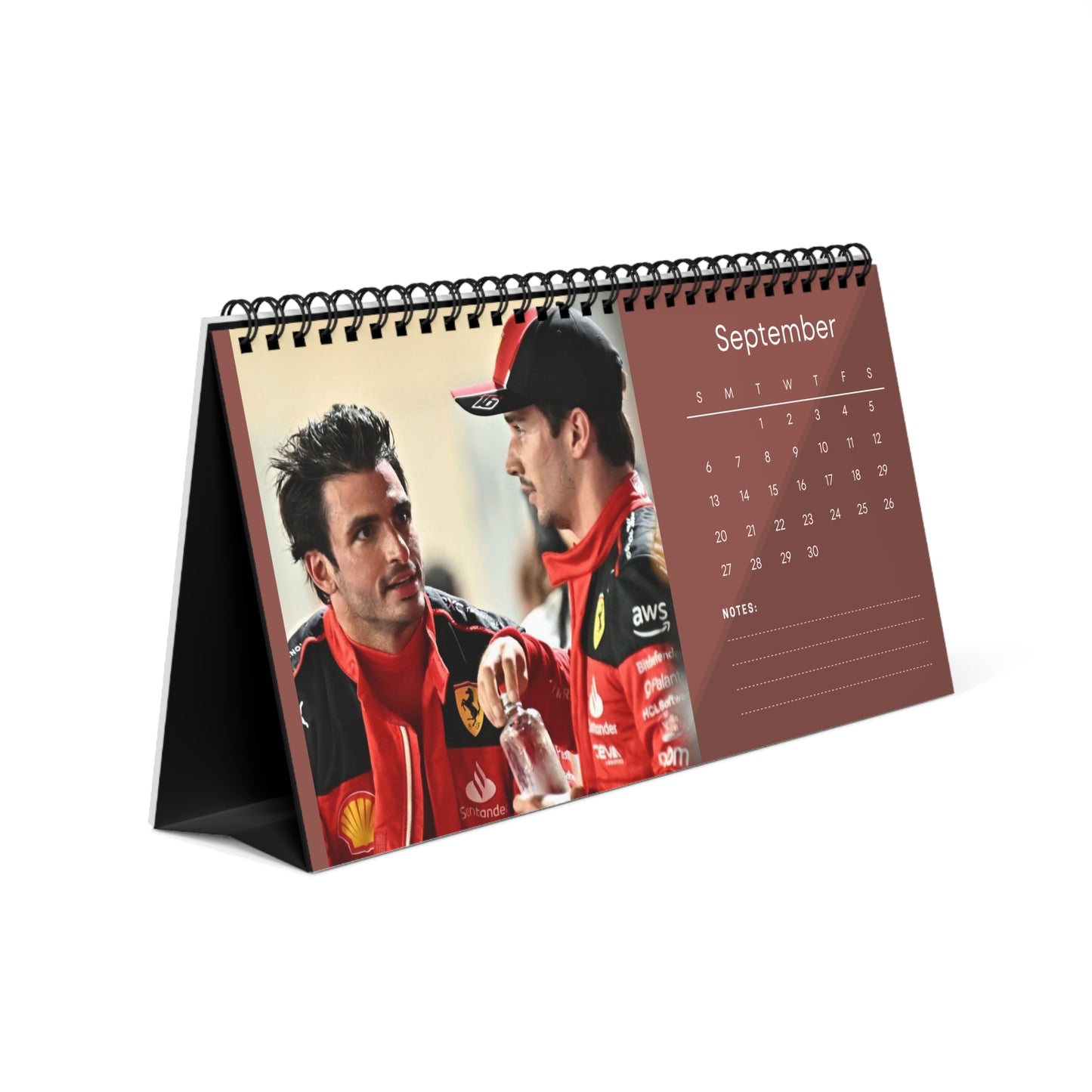 Charles Leclerc & Carlos Sainz 2026 Desk Calendar | Ferrari F1 Drivers | Formula 1 Racing Planner | Motorsport Fans Gift