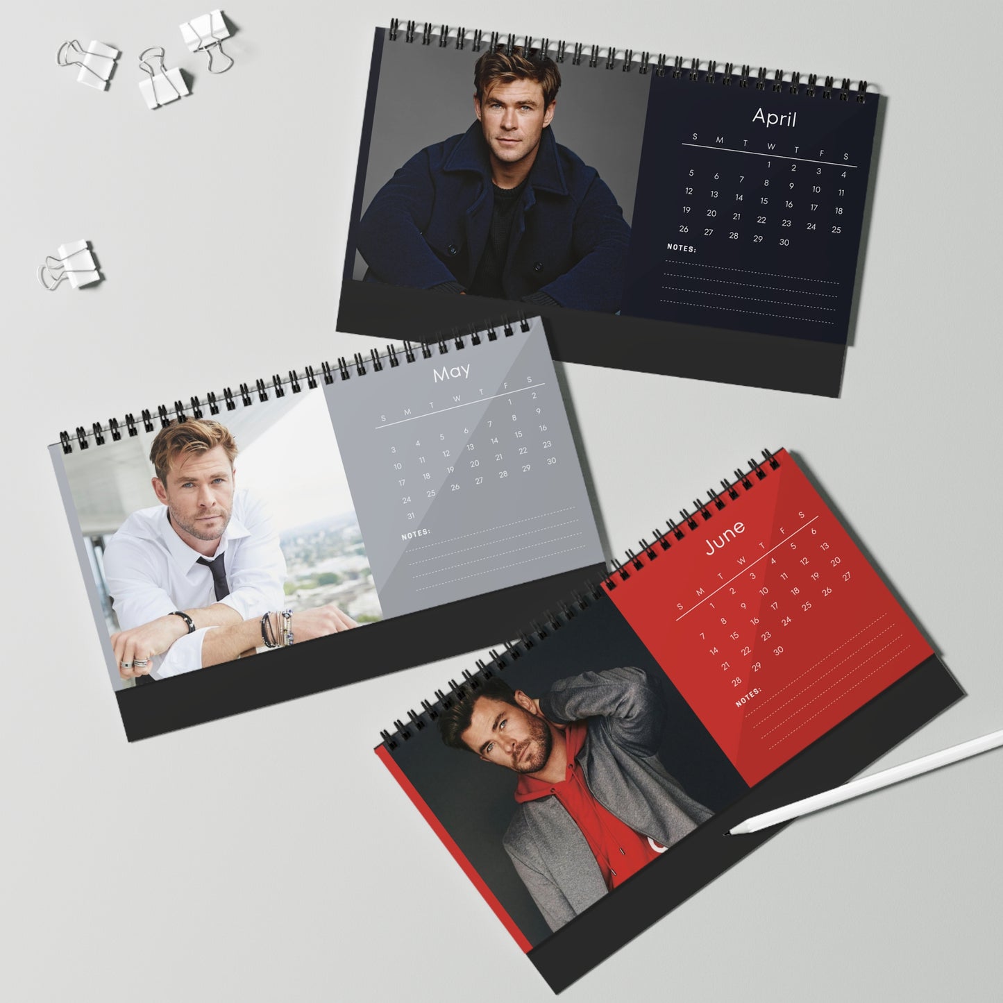 Chris Hemsworth 2026 Desk Calendar, Actor Calendar, Gift for Movie Buff, Office Decor, Daily Planner