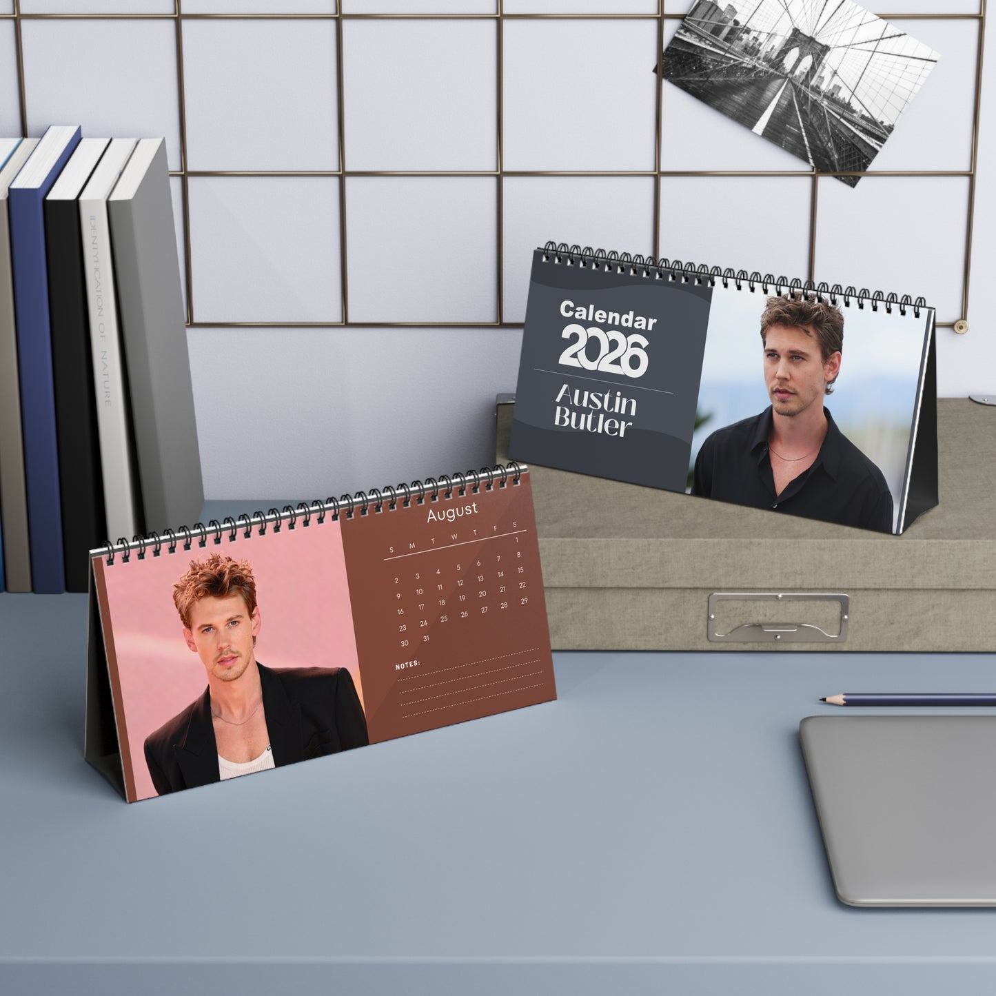 Austin Butler 2026 Desk Calendar | Celebrity Spiral Bound Photo Calendar | Fan Collectible Gift | Stylish Desk & Office Décor
