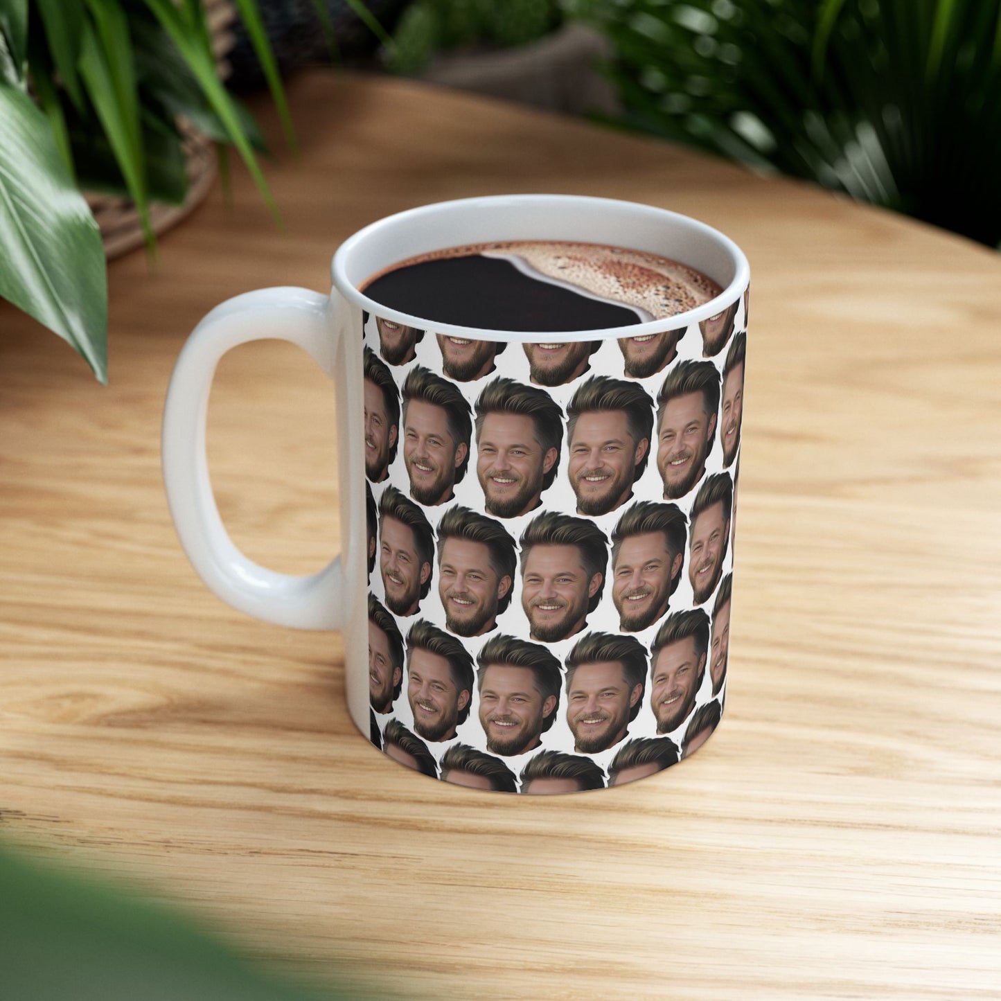 Travis Fimmel Face Pattern Ceramic Mug | Unique Gift for Travis Fimmel Fans