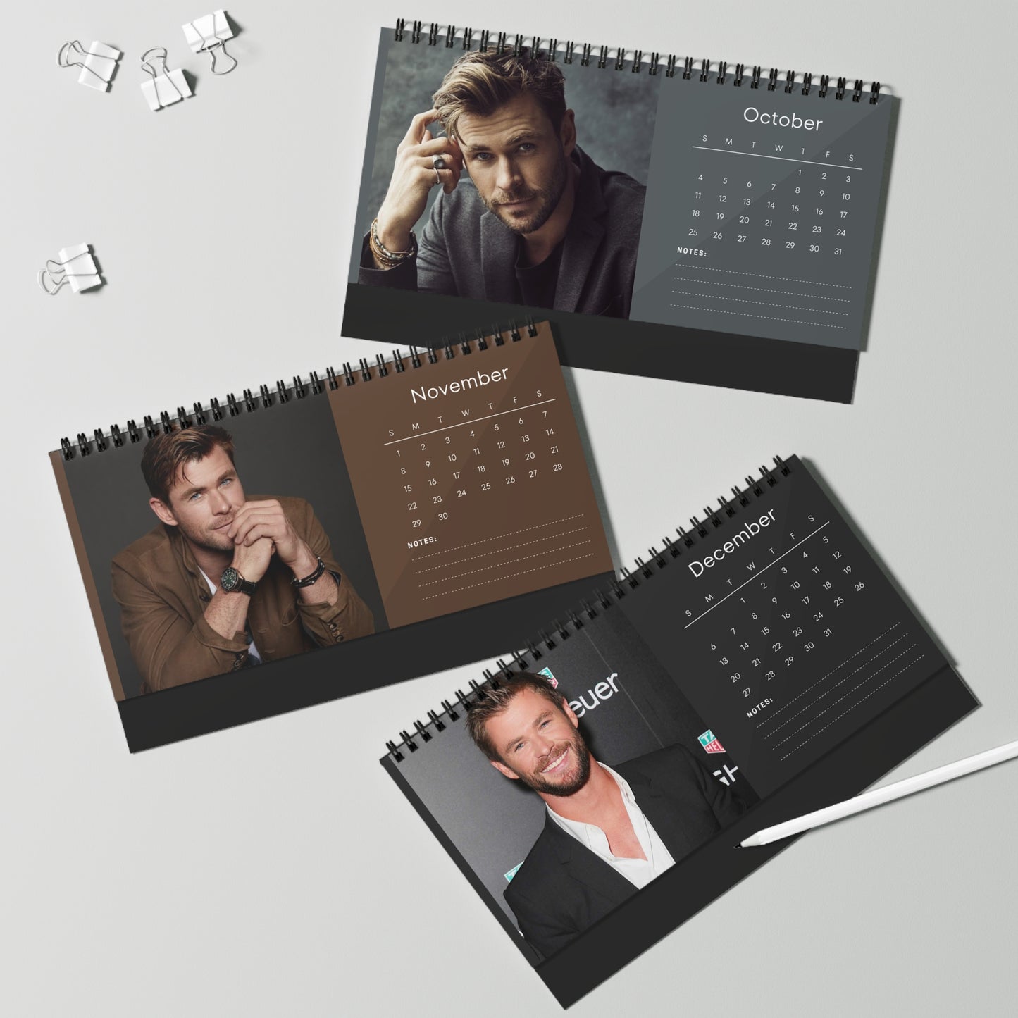 Chris Hemsworth 2026 Desk Calendar, Actor Calendar, Gift for Movie Buff, Office Decor, Daily Planner
