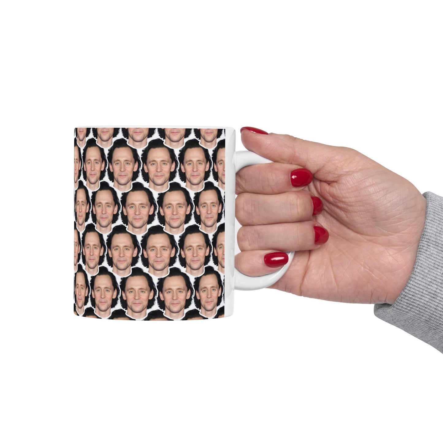 Tom Hiddleston Face Pattern Ceramic Mug | Unique Gift for Tom Hiddleston Fans