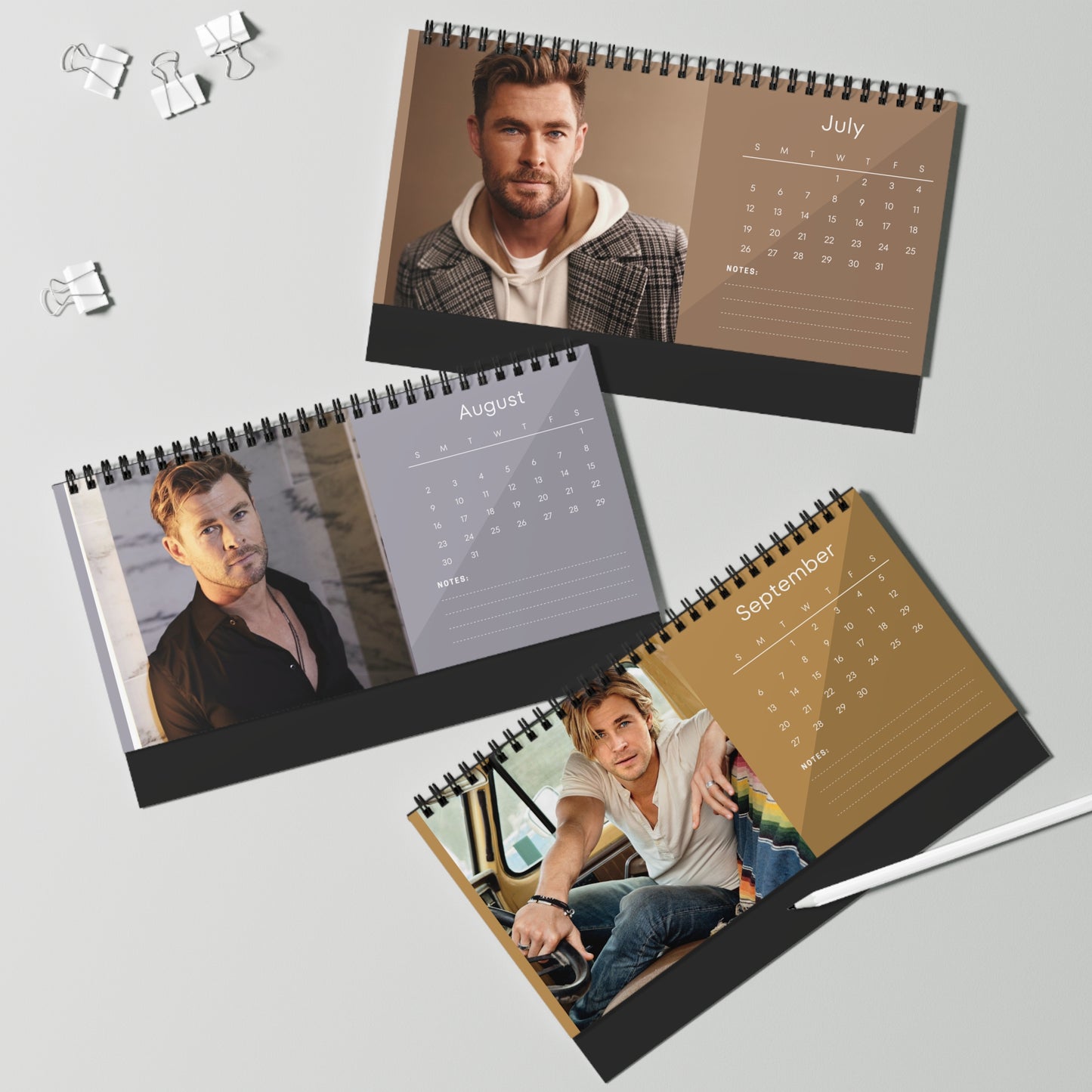 Chris Hemsworth 2026 Desk Calendar, Actor Calendar, Gift for Movie Buff, Office Decor, Daily Planner