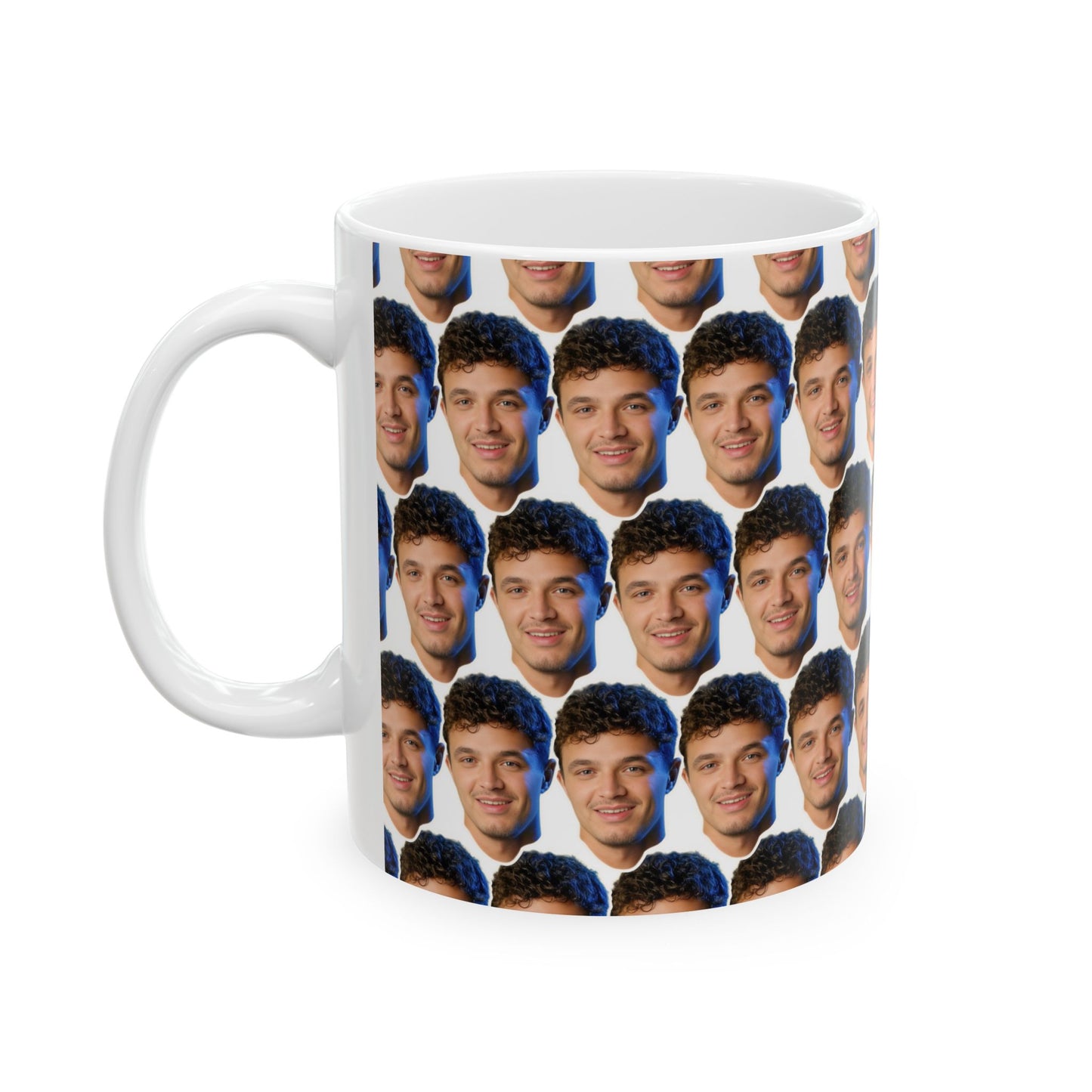 Lando Norris Face Pattern Ceramic Mug | Unique Gift for Lando Norris Fans