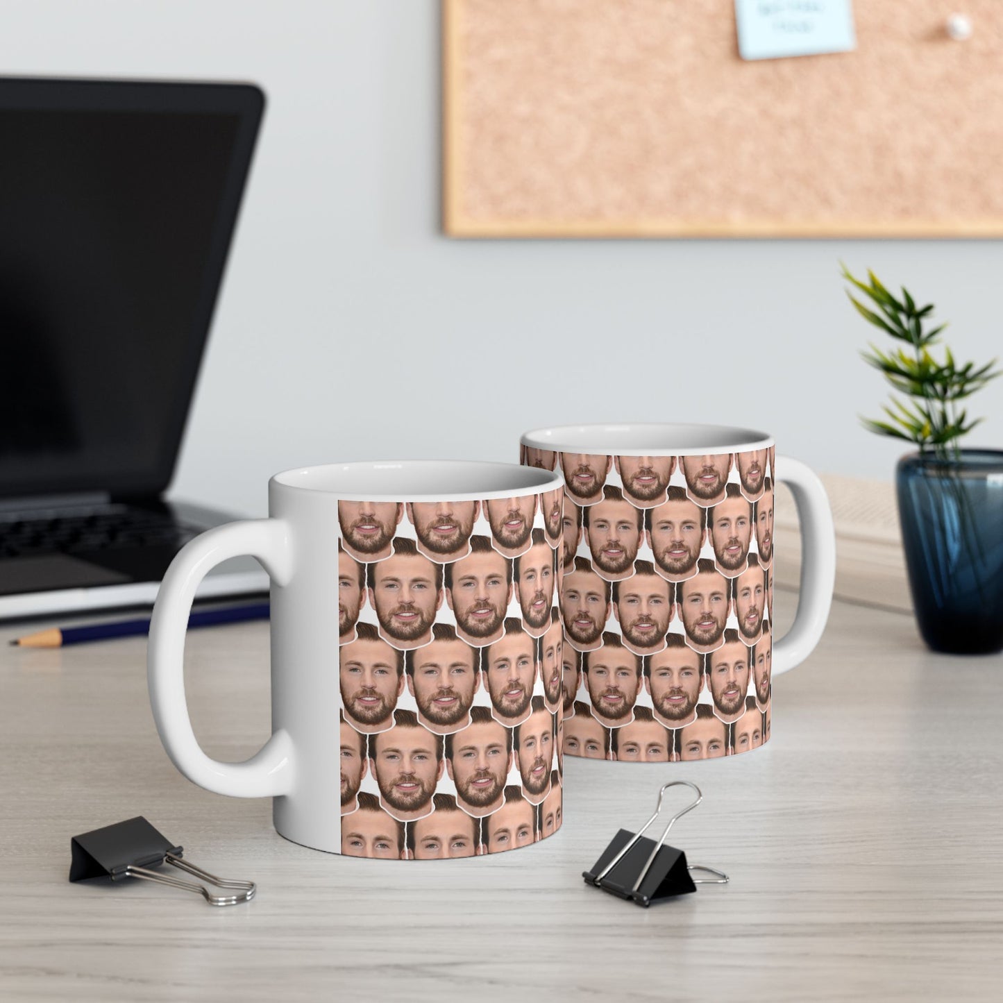 Chris Evans Funny Face Pattern Ceramic Mug | Unique Gift for Chris Evans Fans