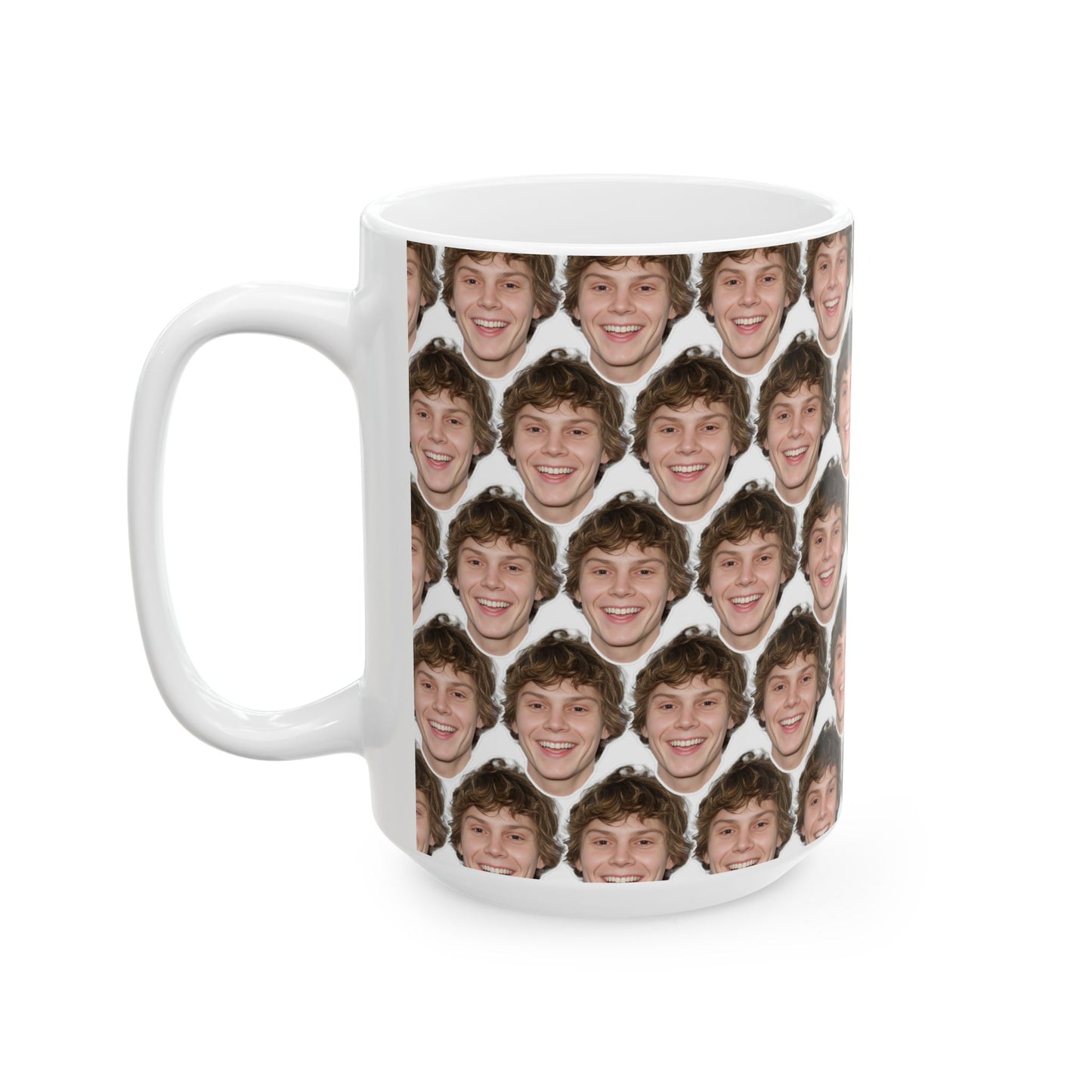 Evan Peters Funny Face Pattern Ceramic Mug | Unique Gift for Evan Peters Fans