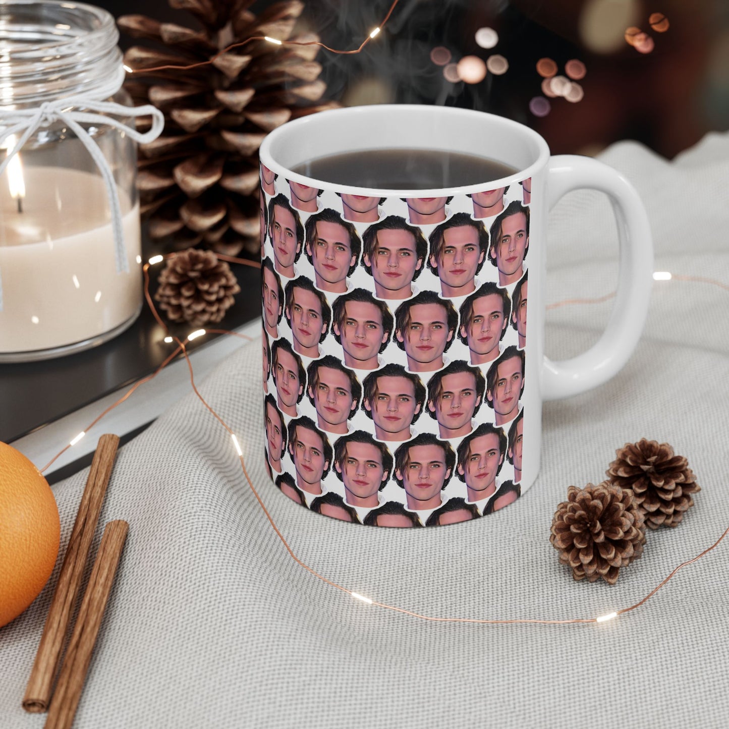 Tanner Buchanan Face Pattern Ceramic Mug | Unique Gift for Tanner Buchanan Fans