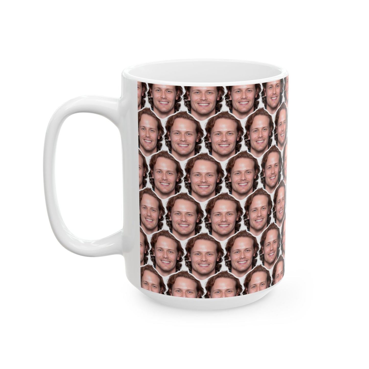 Sam Heughan Face Pattern Ceramic Mug | Unique Gift for Sam Heughan Fans