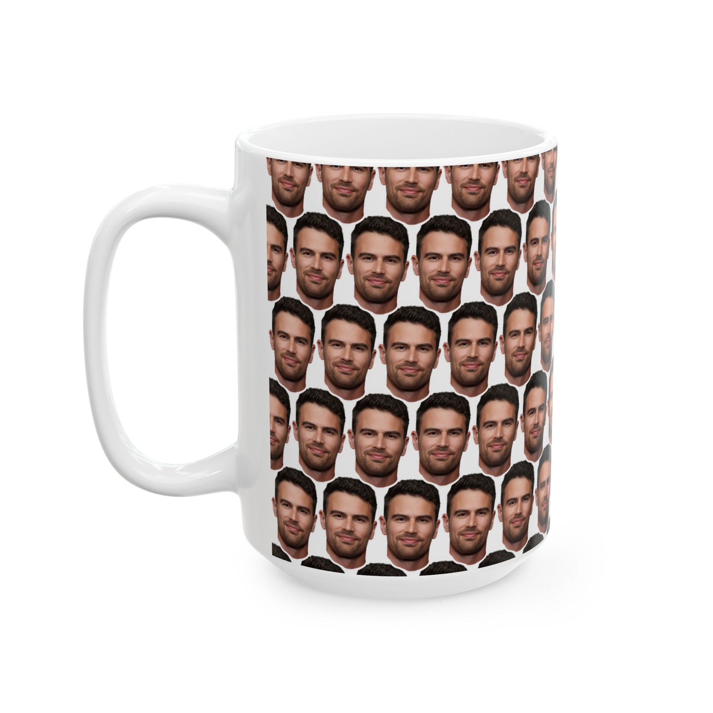 Theo James Face Pattern Ceramic Mug | Unique Gift for Theo James Fans