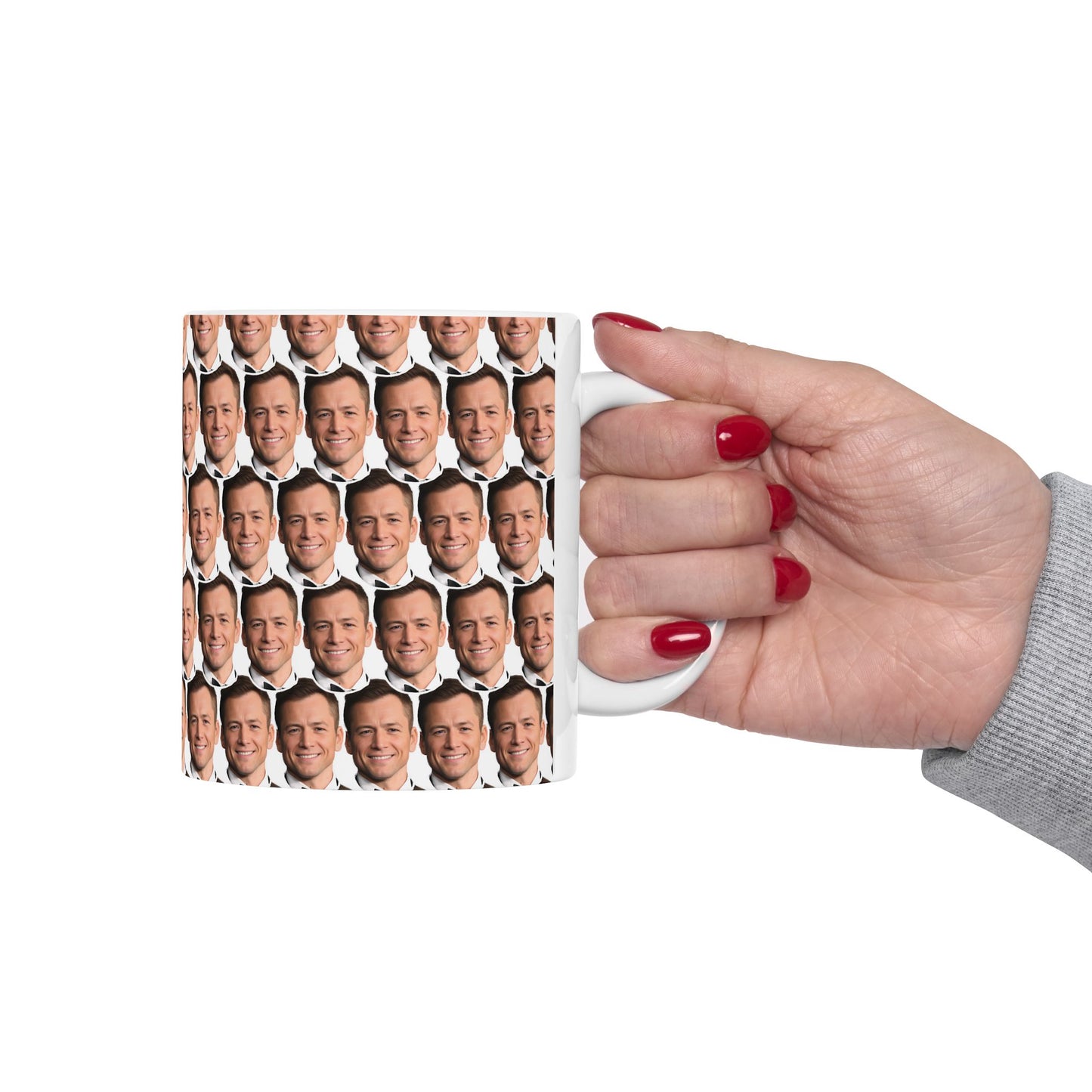 Taron Egerton Face Pattern Ceramic Mug | Unique Gift for Taron Egerton Fans