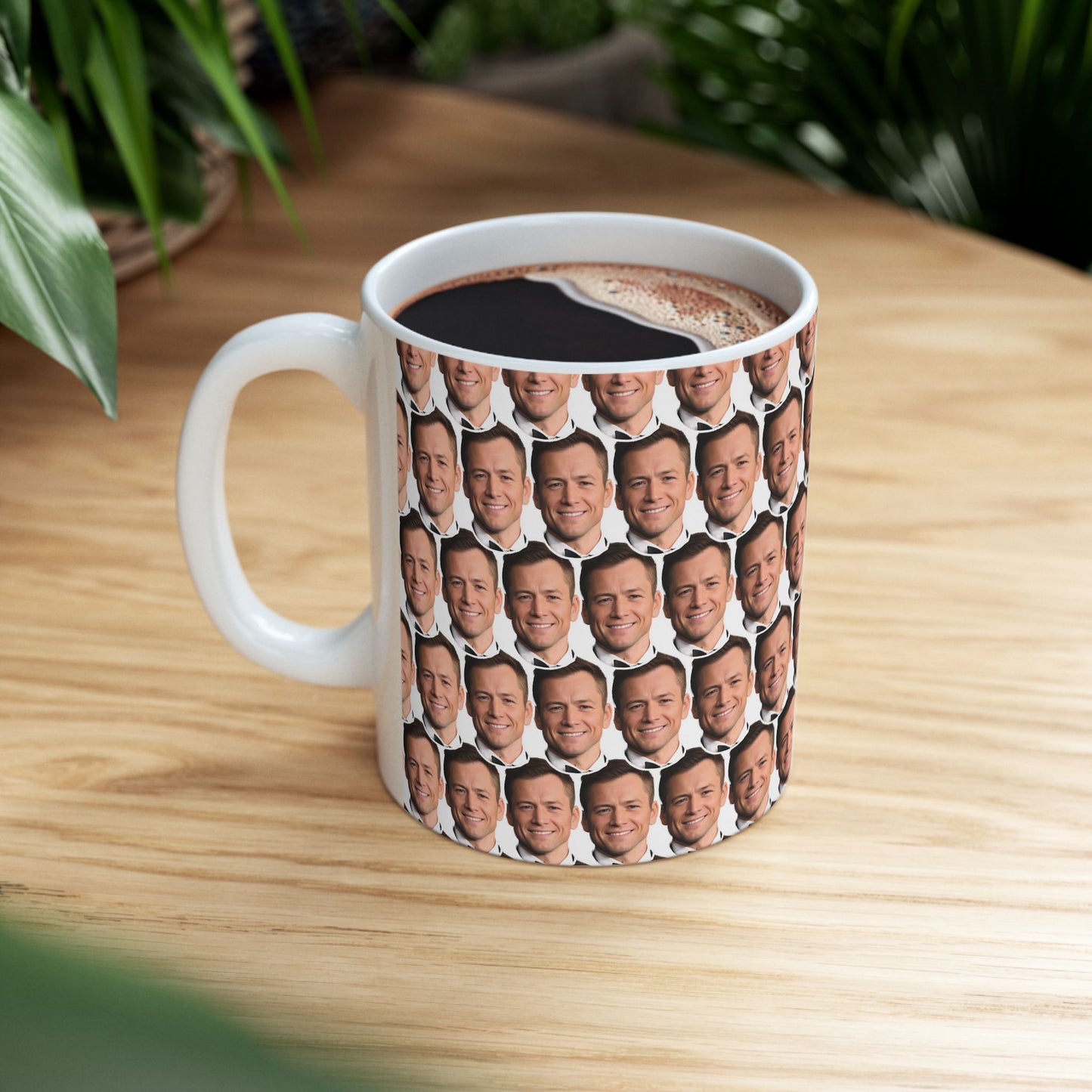 Taron Egerton Face Pattern Ceramic Mug | Unique Gift for Taron Egerton Fans