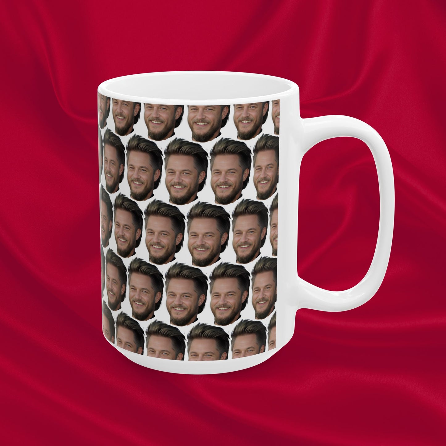 Travis Fimmel Face Pattern Ceramic Mug | Unique Gift for Travis Fimmel Fans